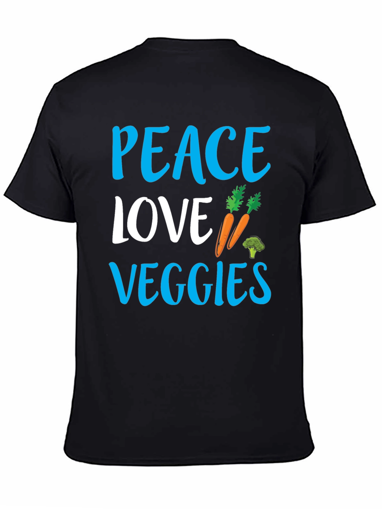 Black Peace Love Veggies Black Graphic Tee view 4