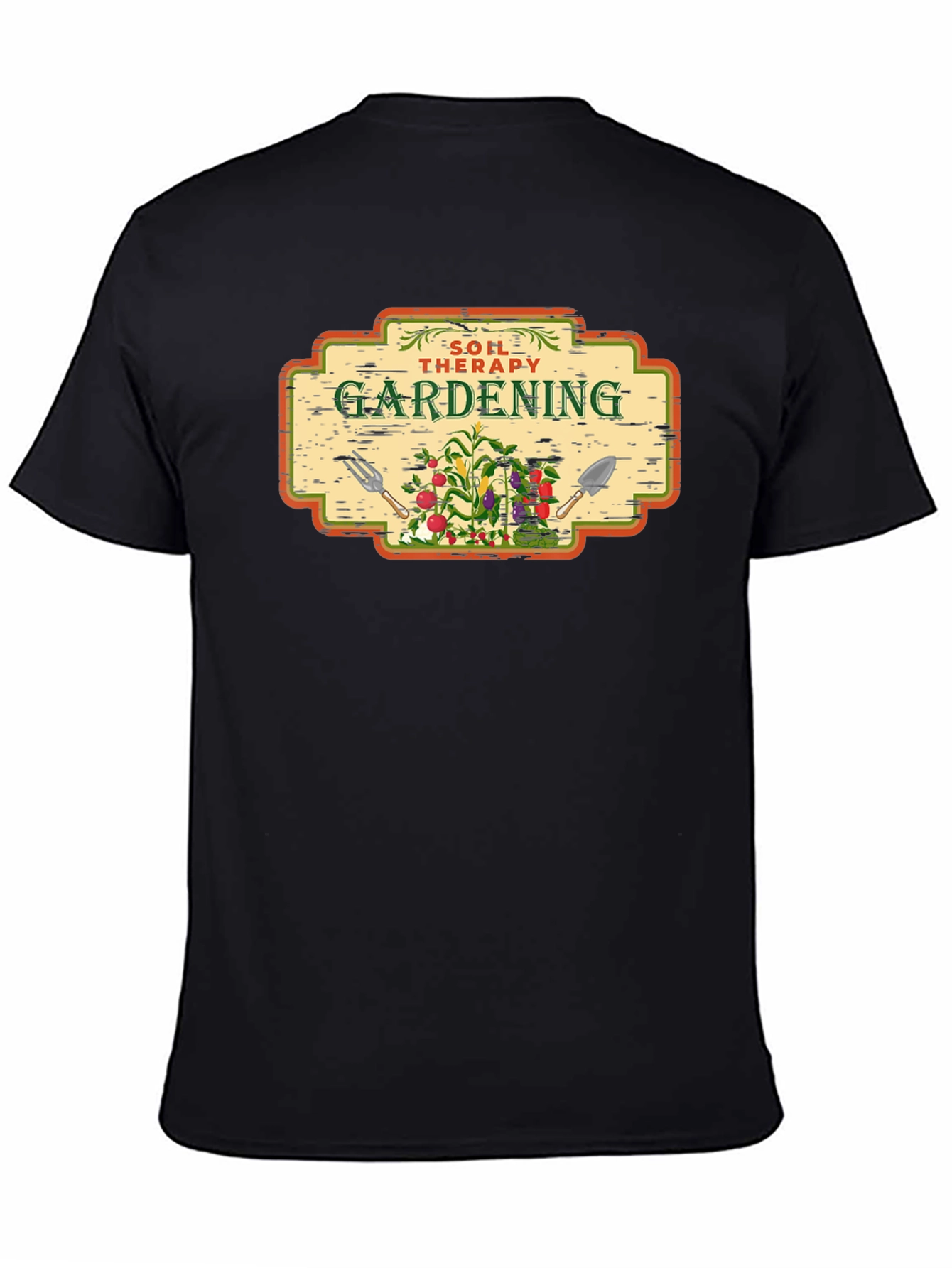 Black Gardening Soil Therapy T-Shirt view 4