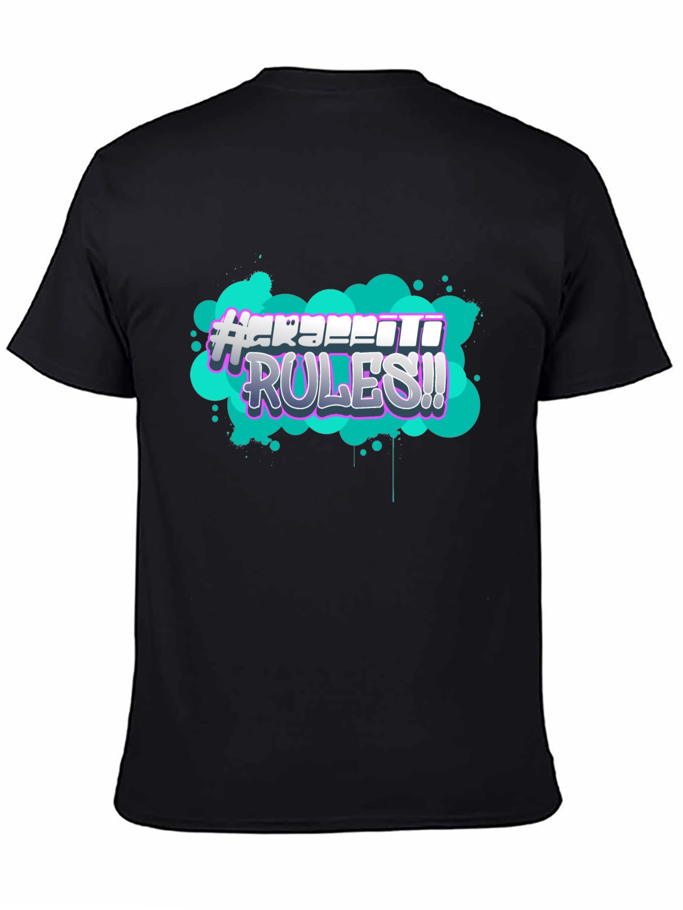 Black Graffiti Rules Graphic T-Shirt view 4