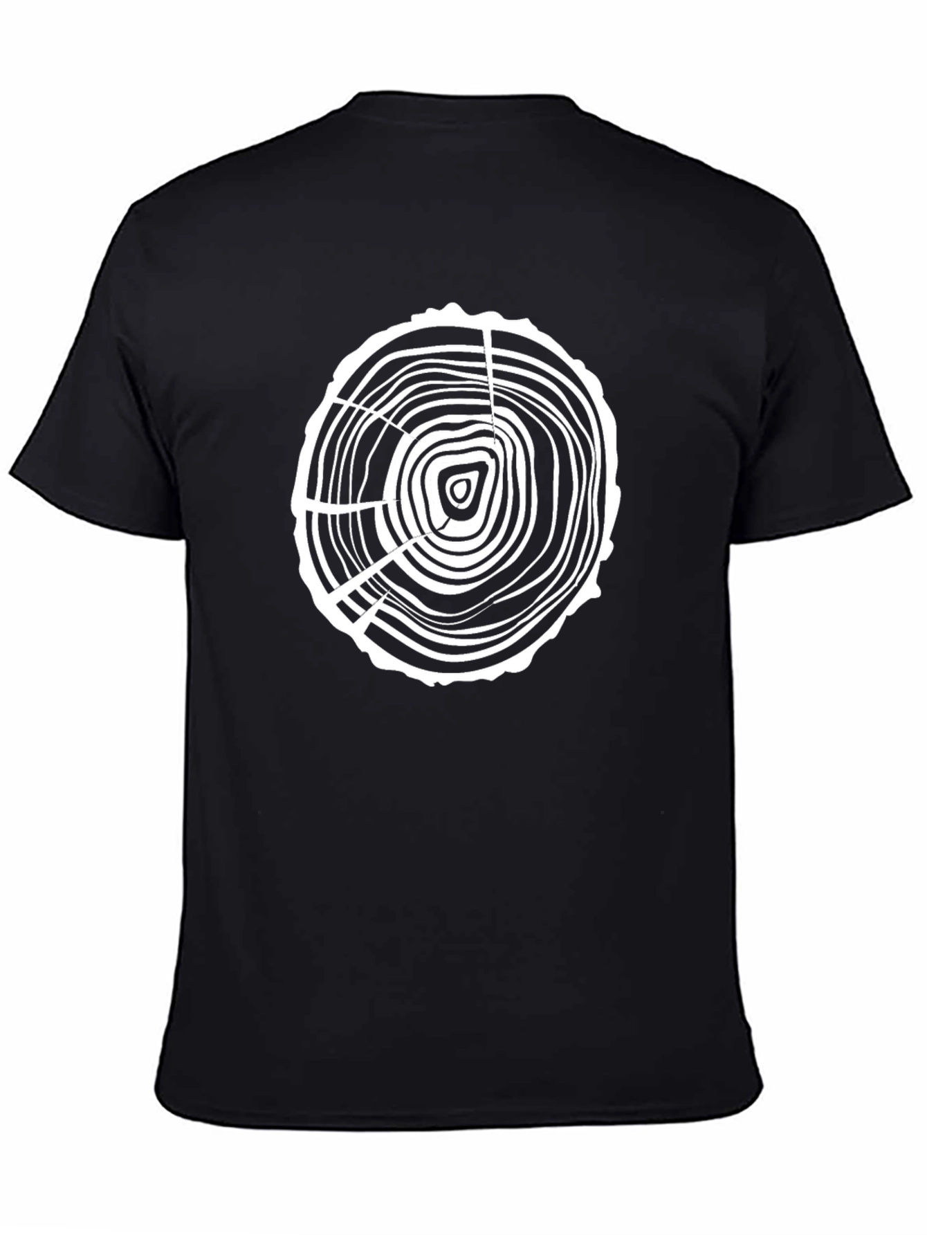 Black Tree Ring Graphic Tee - Black Cotton T-Shirt view 4