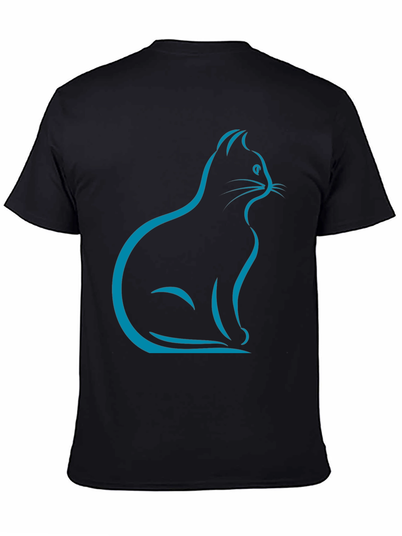 Black Stylish Cat Silhouette T-Shirt - Black view 4