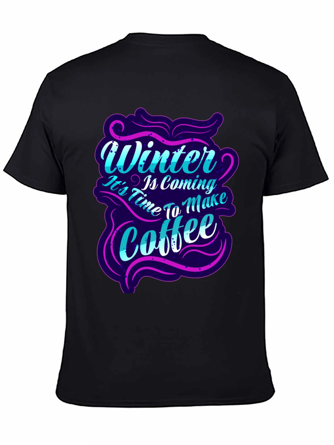 Black Winter Coffee T-Shirt - Festive Holiday Wear view 4