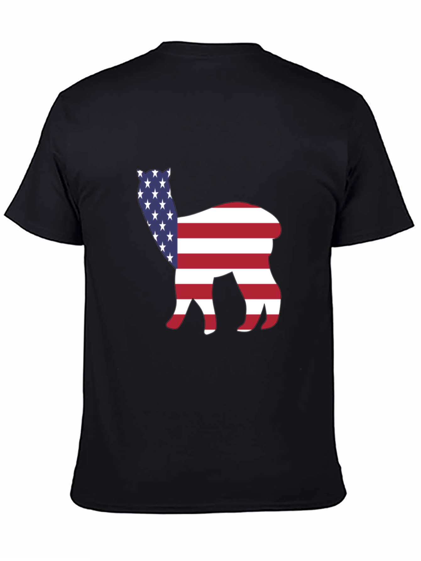 Black American Alpaca Tee - Patriotic USA Flag Animal Shirt view 4