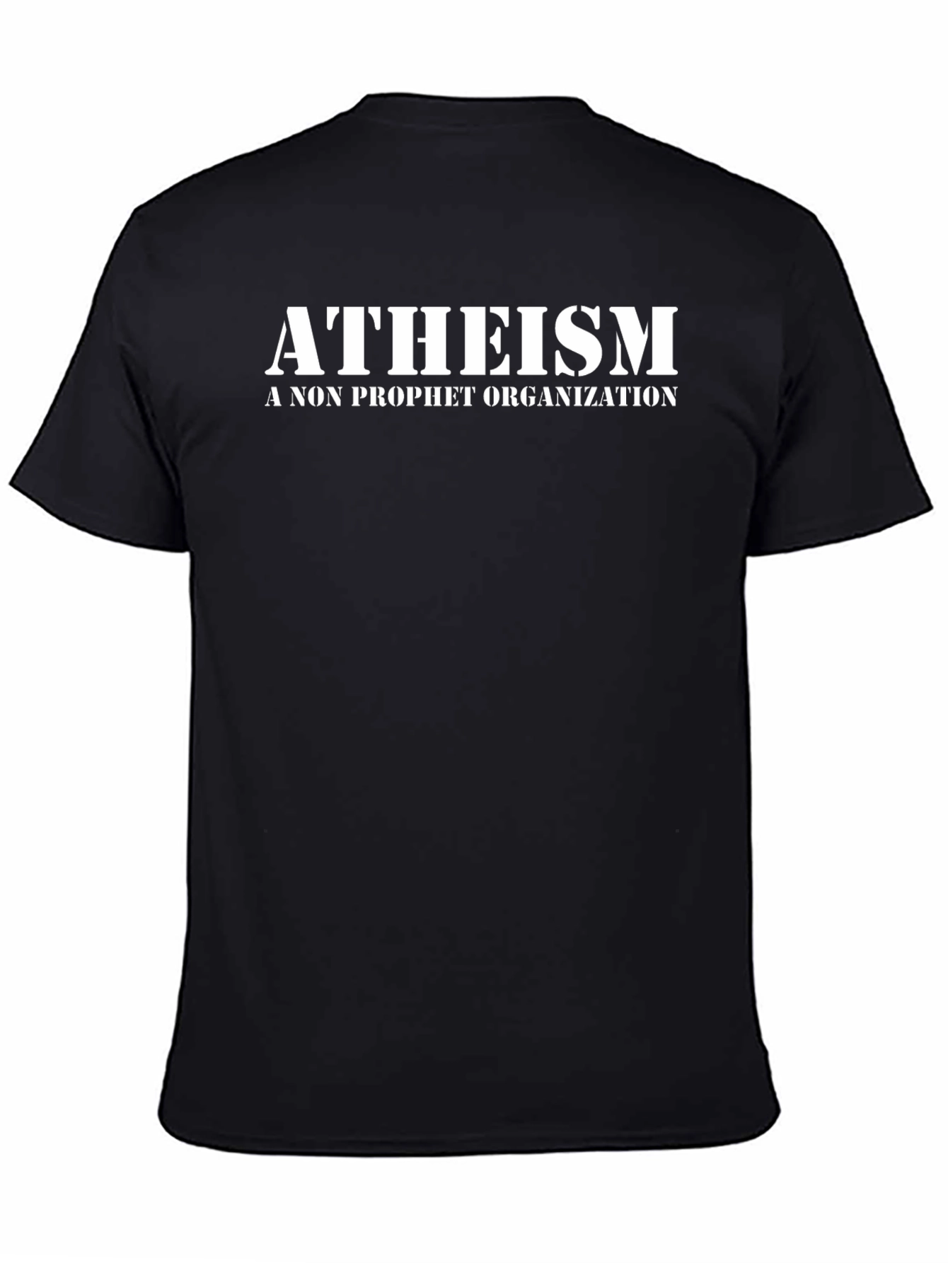 Black Atheism Non Prophet Organization T-Shirt - Black view 4