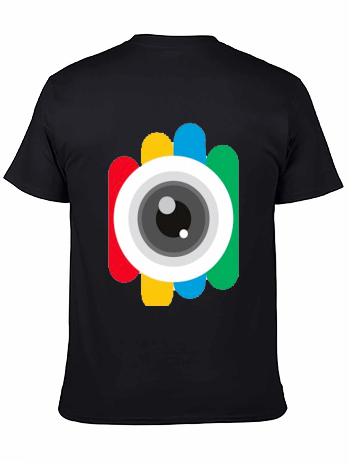 Black Colorful Camera Eye Graphic Black T-Shirt view 4