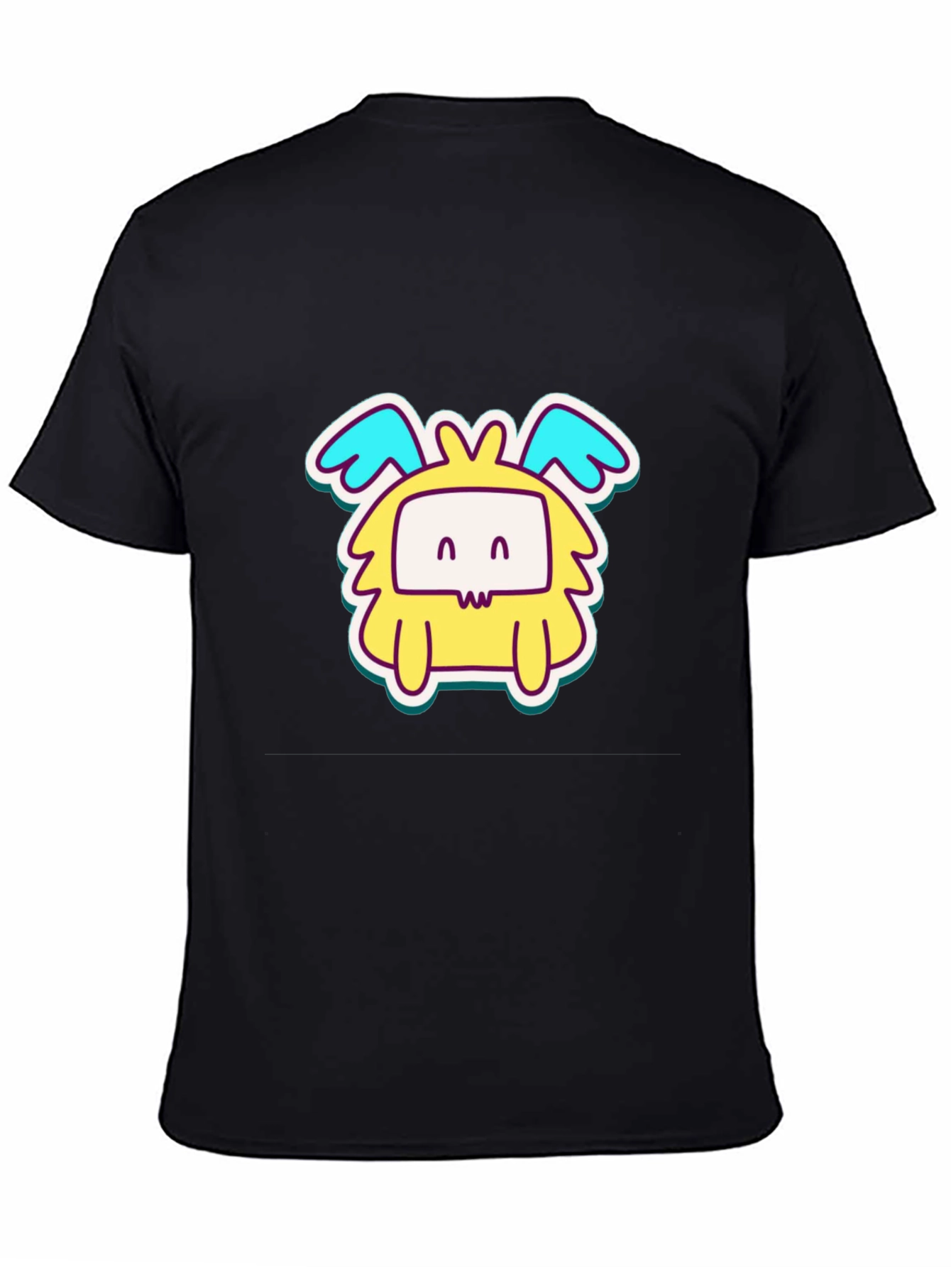 Black Cute Cartoon Monster Graphic T-Shirt view 4