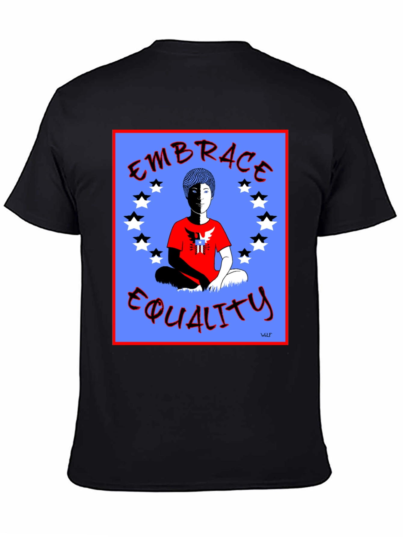 Black Embrace Equality Graphic Print Black T-Shirt view 4