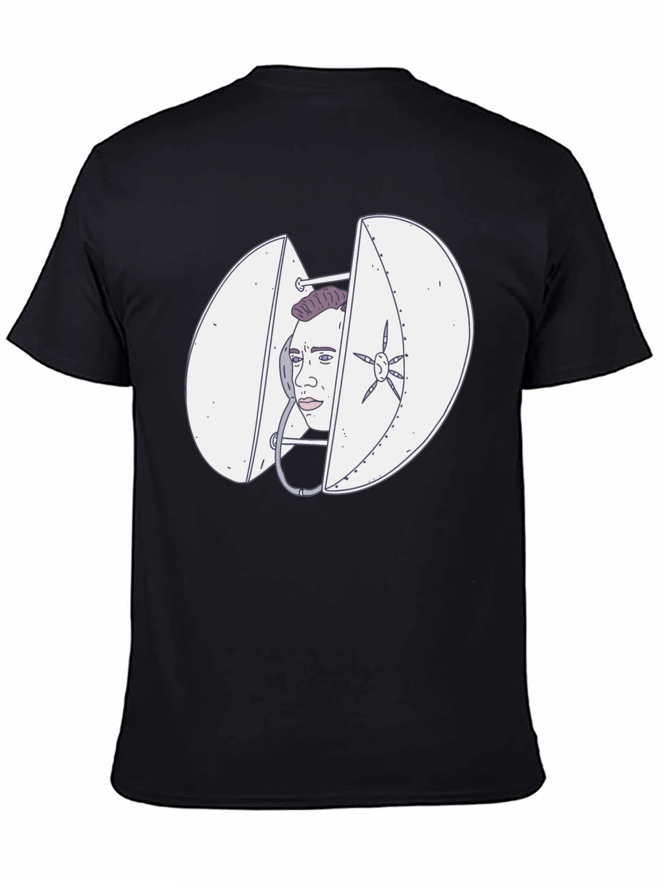 Black Quirky Black T-Shirt with Funny Illustration view 4