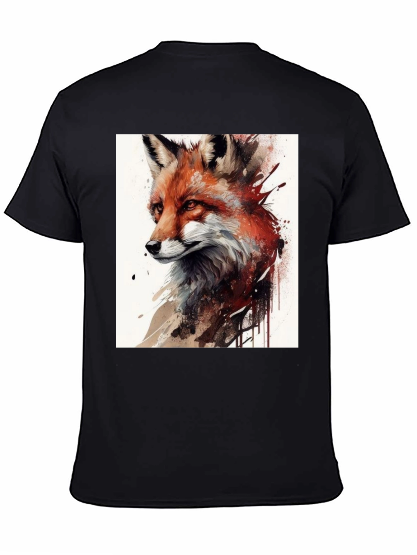 Black Fox Art Graphic Tee - Unisex Black T-Shirt view 4