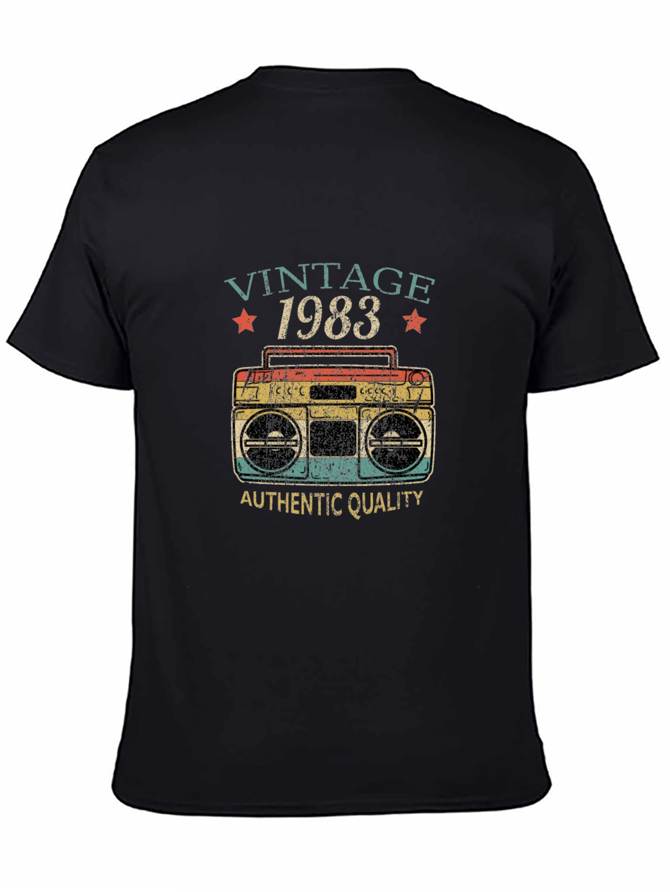 Black Vintage 1983 Boombox Graphic T-Shirt view 4