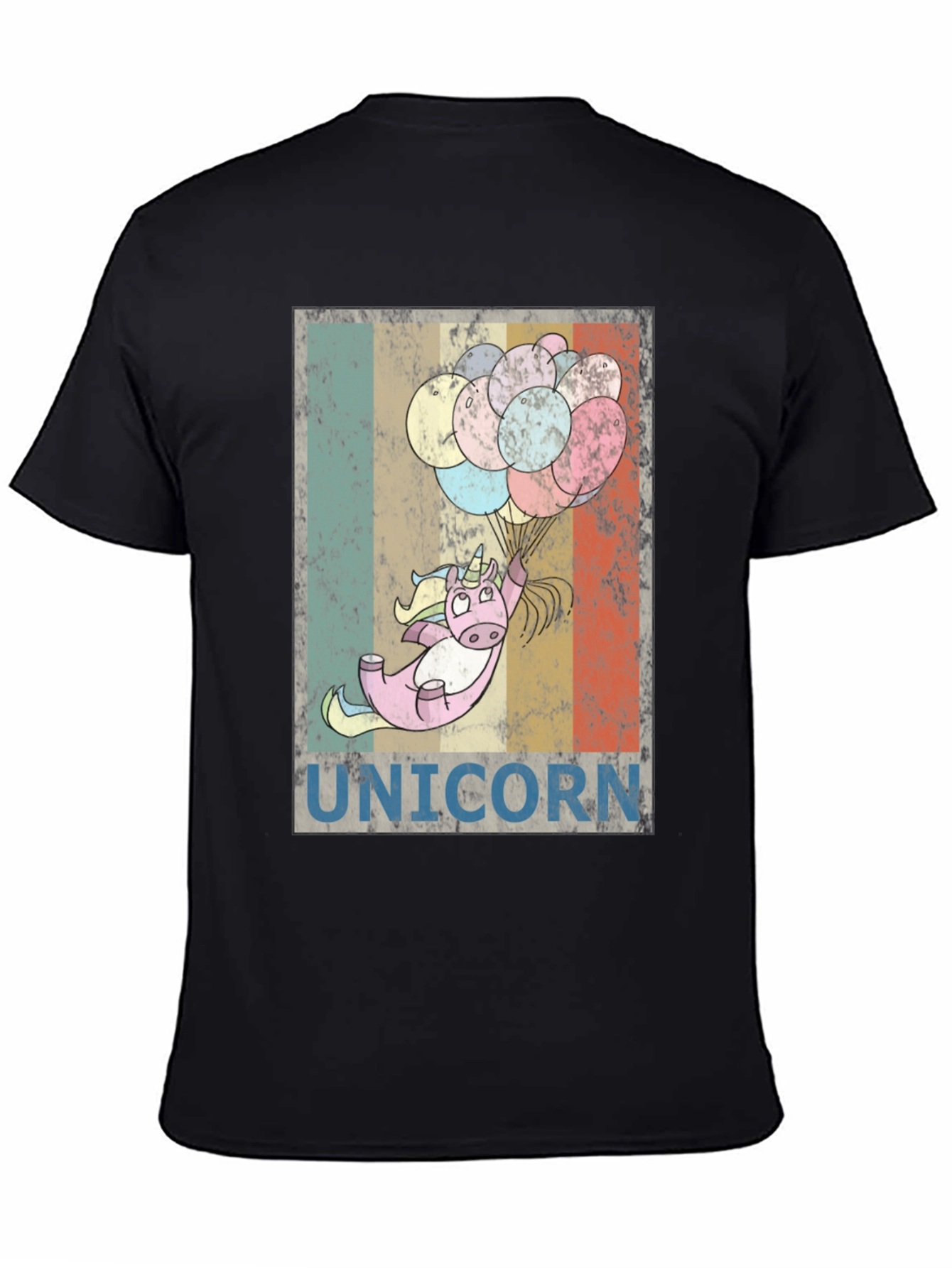 Black Unicorn Balloons Graphic Tee - Black Cotton Blend view 4