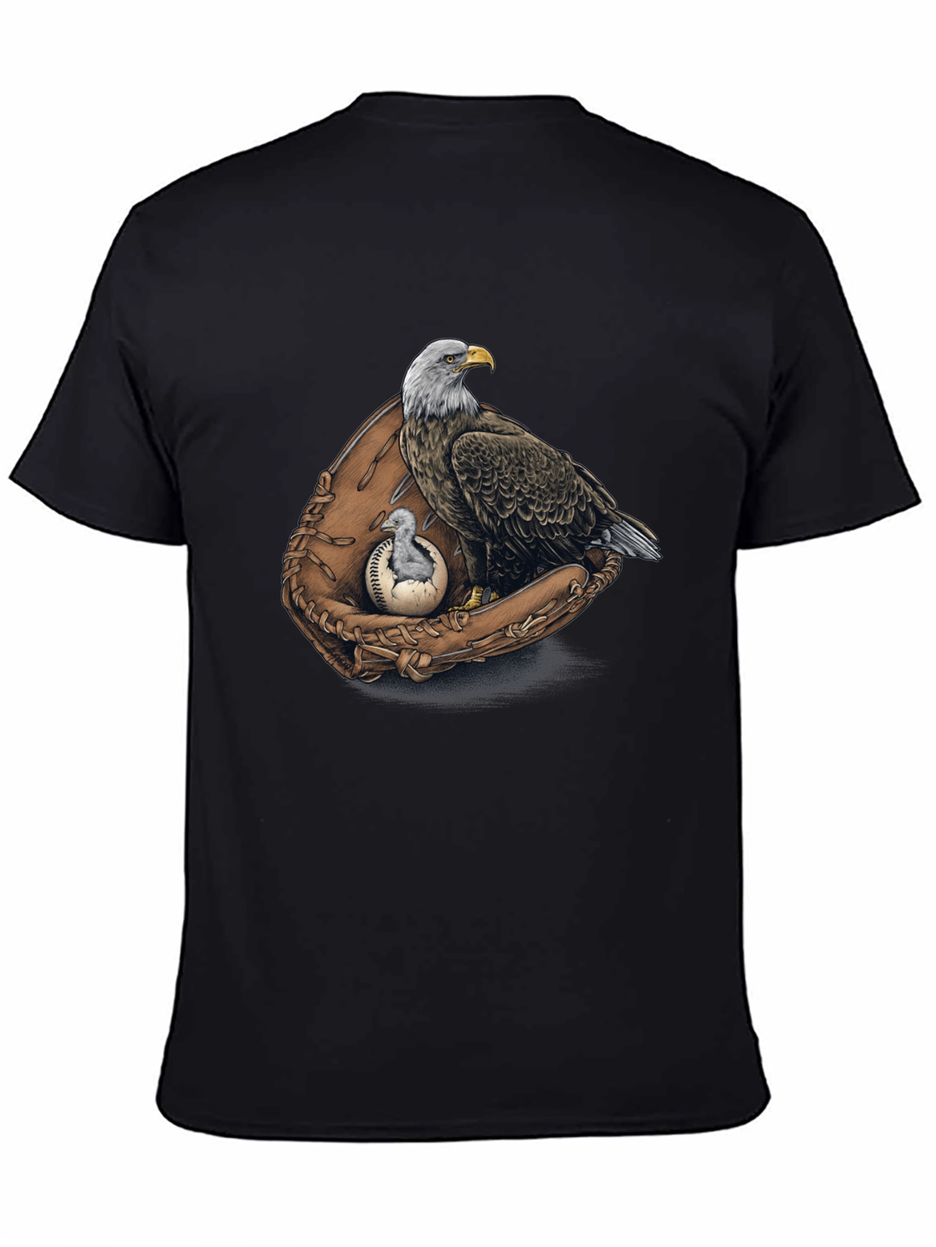 Black Eagle Baseball Glove Graphic Tee view 4