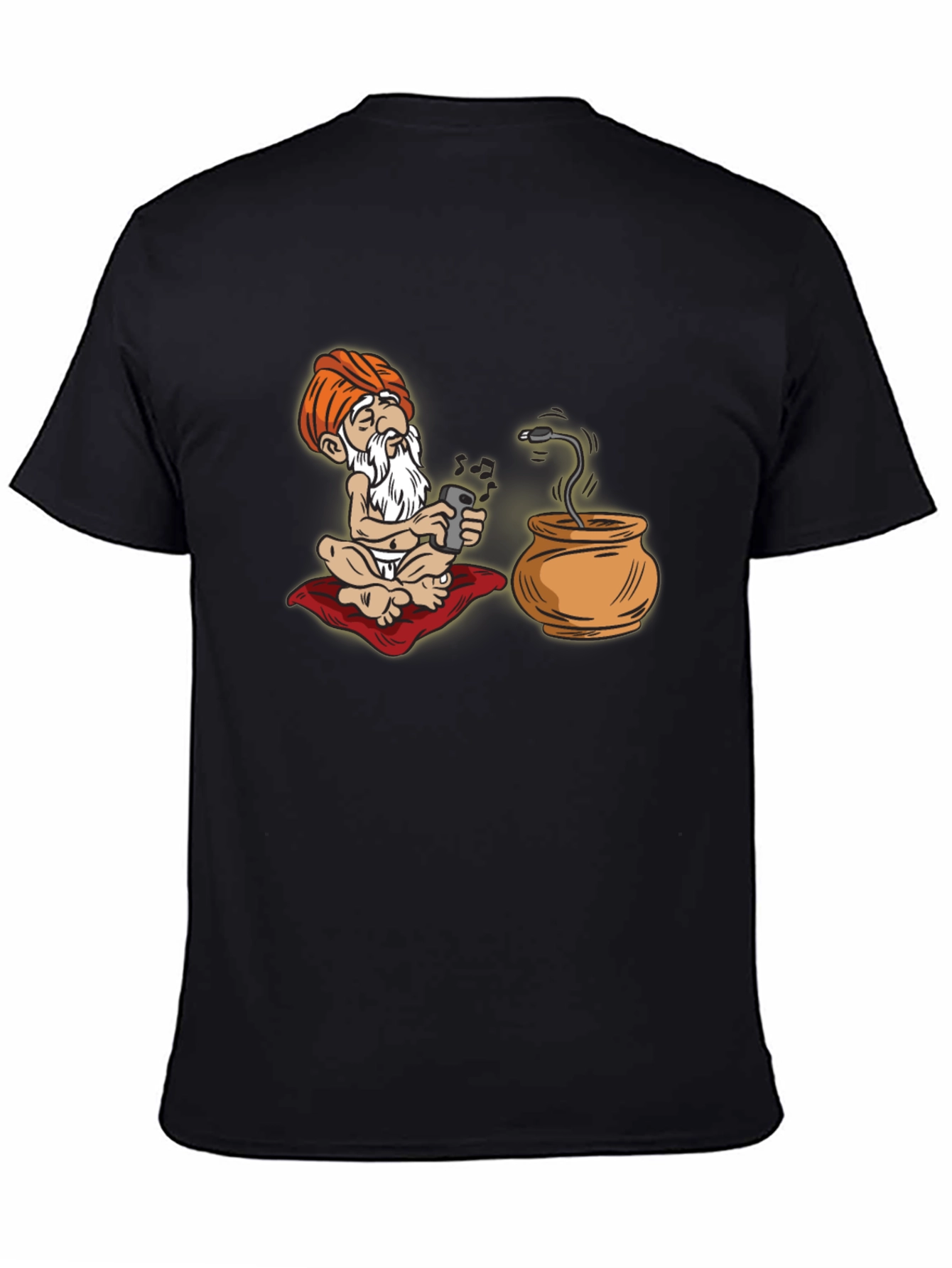 Black Cartoon Guru Tech T-Shirt - Funny Graphic Tee view 4