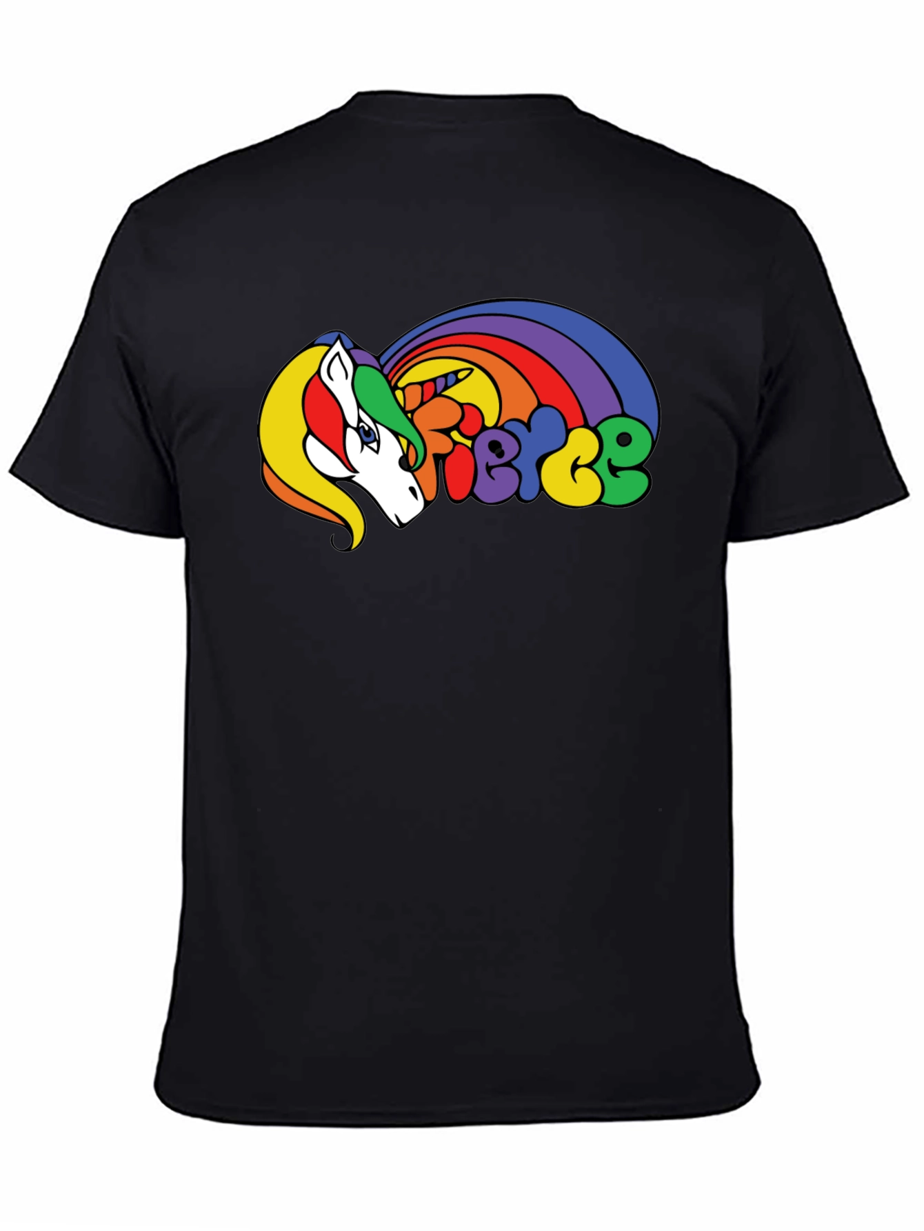 Black Fierce Unicorn Graphic T-Shirt - Black view 4