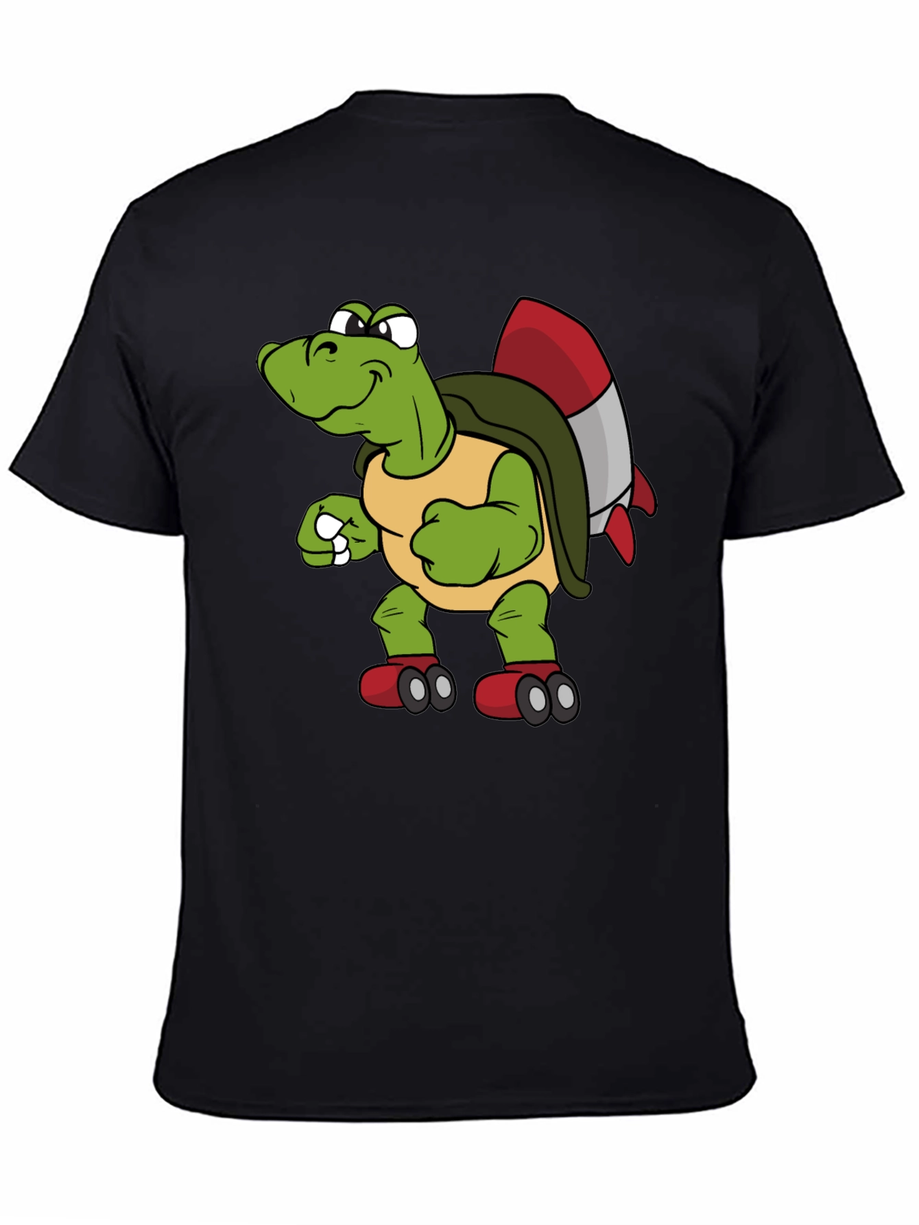 Black Turtle Rocket Shirt - Unique Cartoon Tee view 4