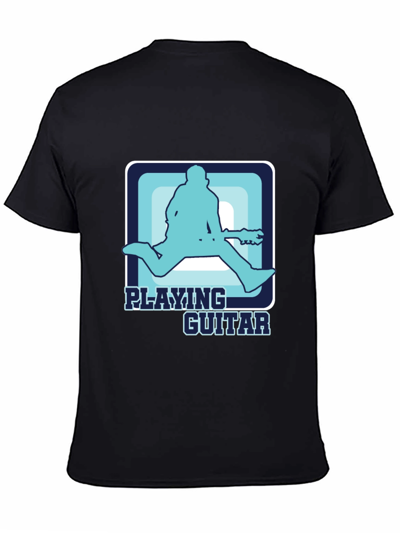 Black Playing Guitar T-Shirt Cool Graphic Musician Tee view 4