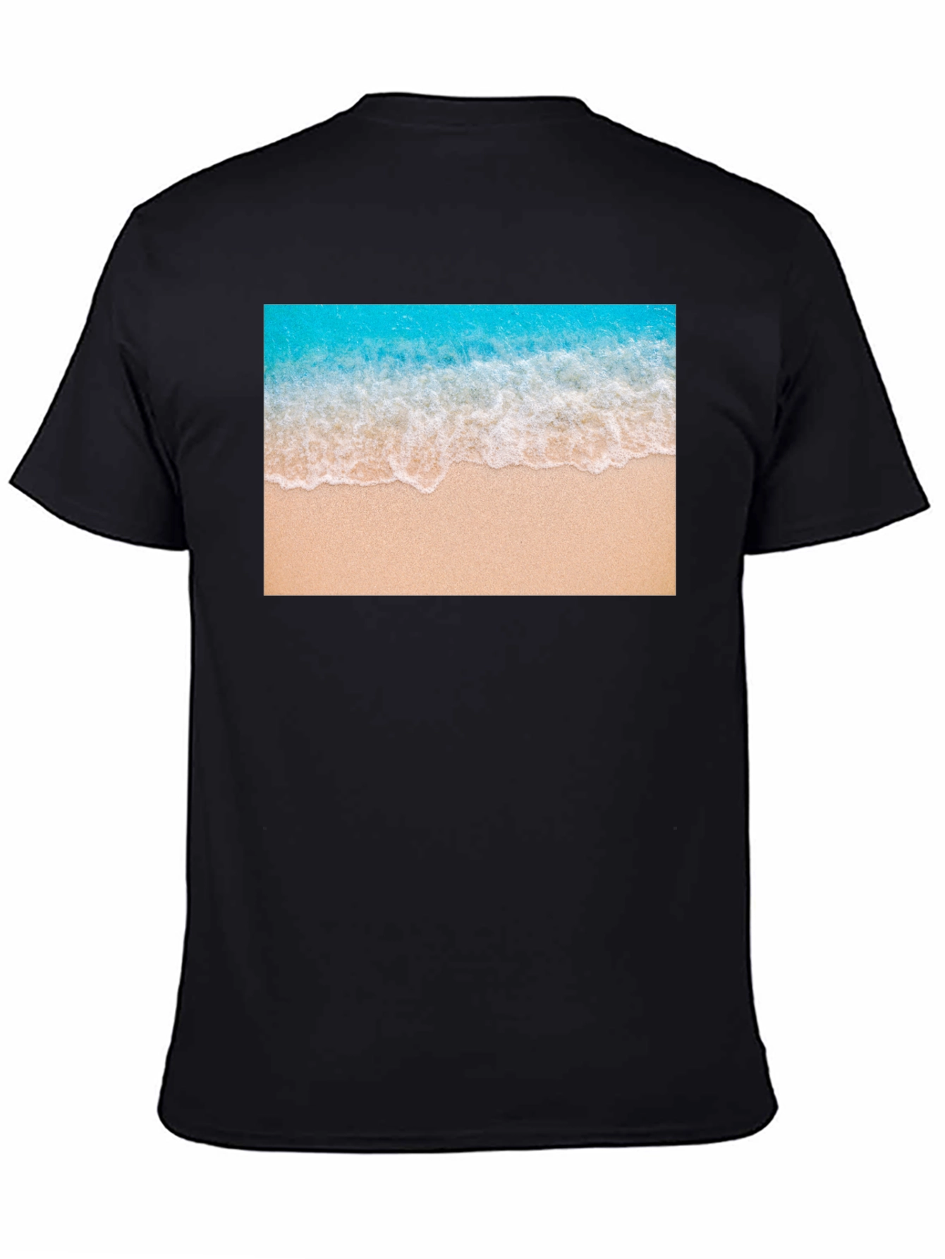 Black Beach Wave Graphic Black T-Shirt view 4