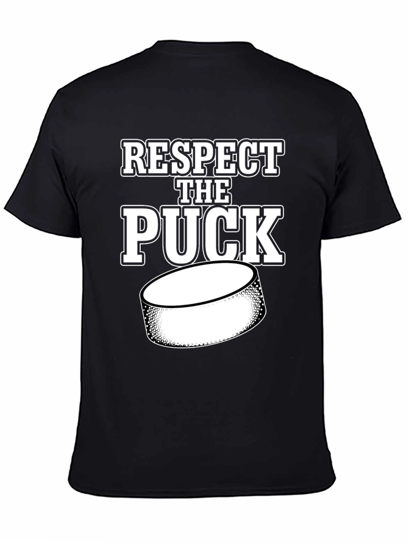 Black Respect the Puck Hockey T-Shirt view 4