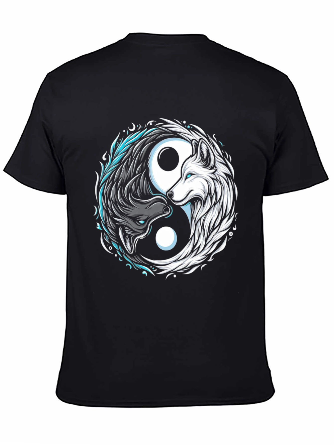 Black Yin Yang Wolf Graphic Tee - Balance & Style view 4
