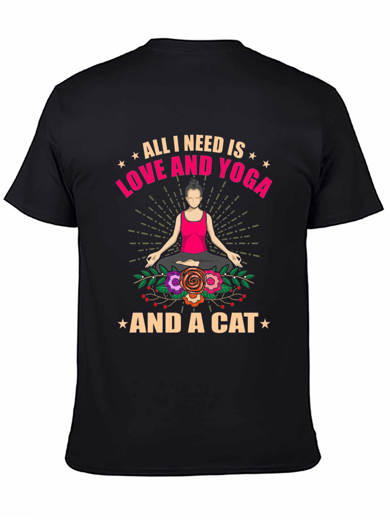 Black Love, Yoga, and Cats T-Shirt - Relaxed Fit view 4