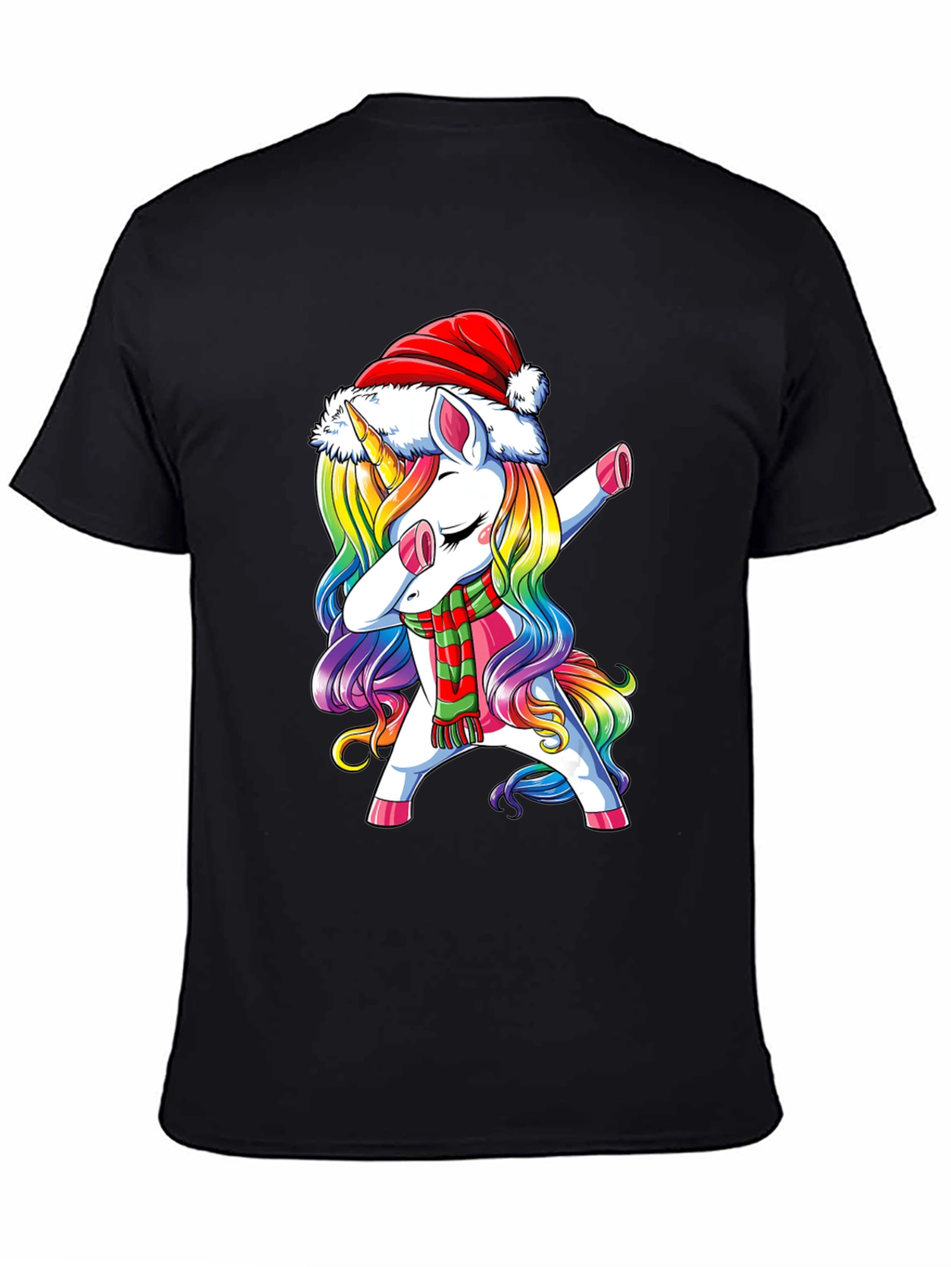 Black Christmas Unicorn Dabbing T-Shirt view 4