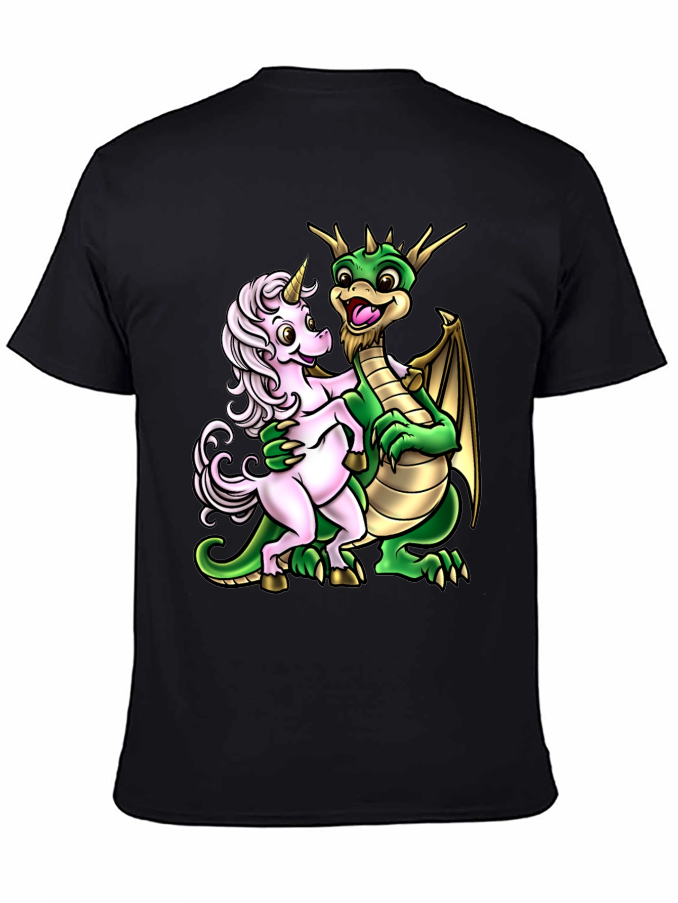 Black Dragon and Unicorn Graphic Tee view 4