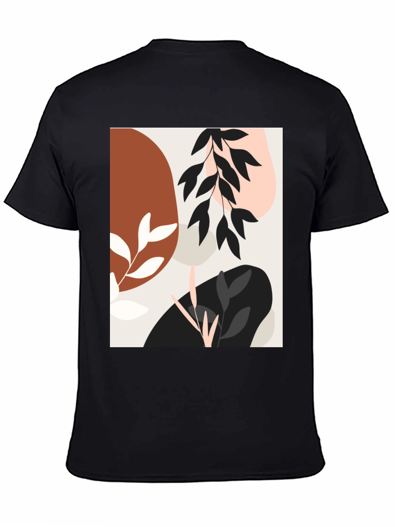 Black Modern Abstract Graphic Print Black T-Shirt view 4