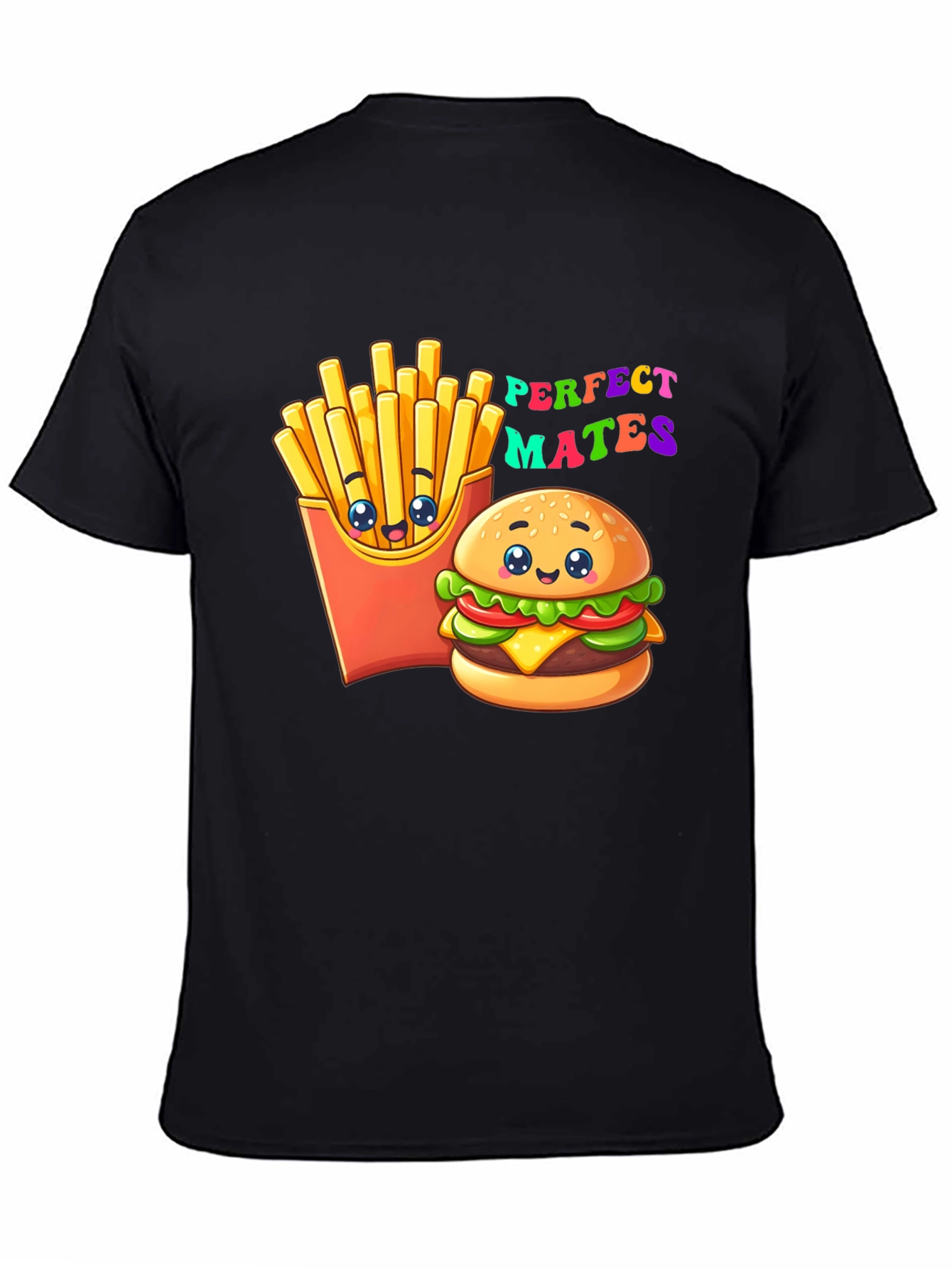 Black Perfect Mates Burger & Fries Graphic Tee view 4