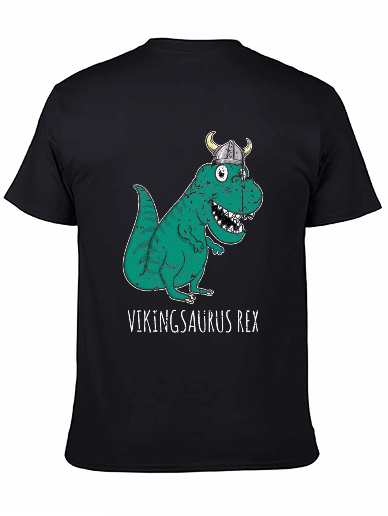 Black Vikingsaurus Rex T-Shirt - Novelty Dinosaur Tee view 4