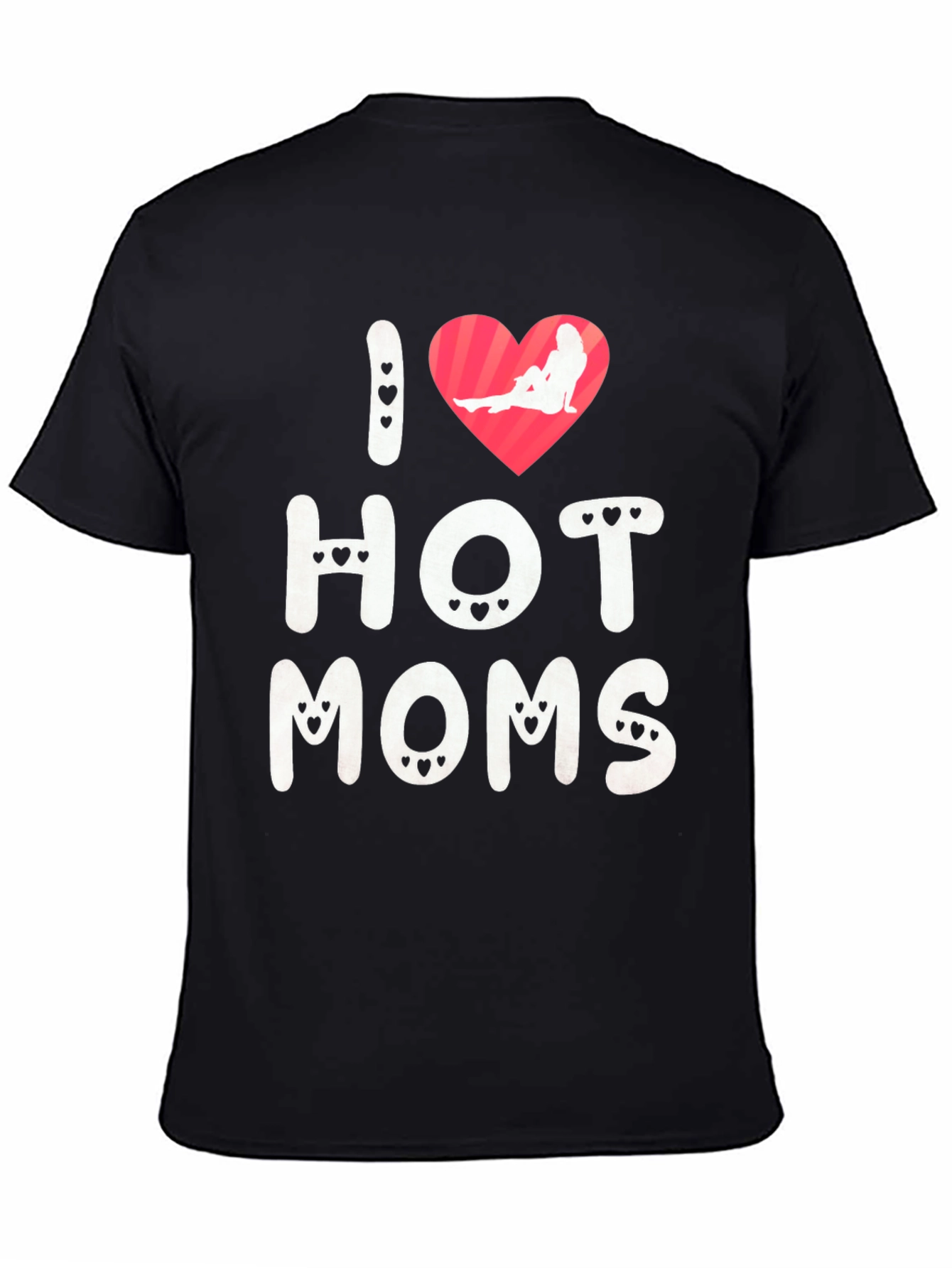 Black I Heart Hot Moms Graphic Tee - Novelty T-Shirt view 4