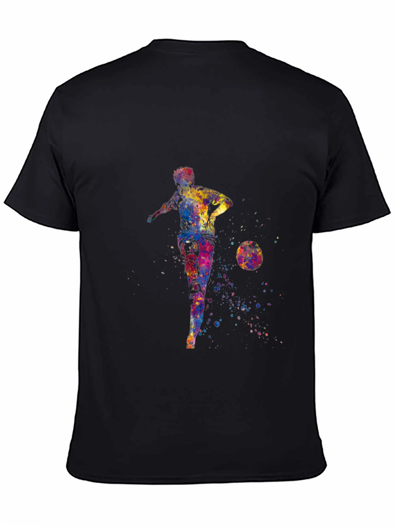 Black Colorful Soccer Player T-Shirt view 4