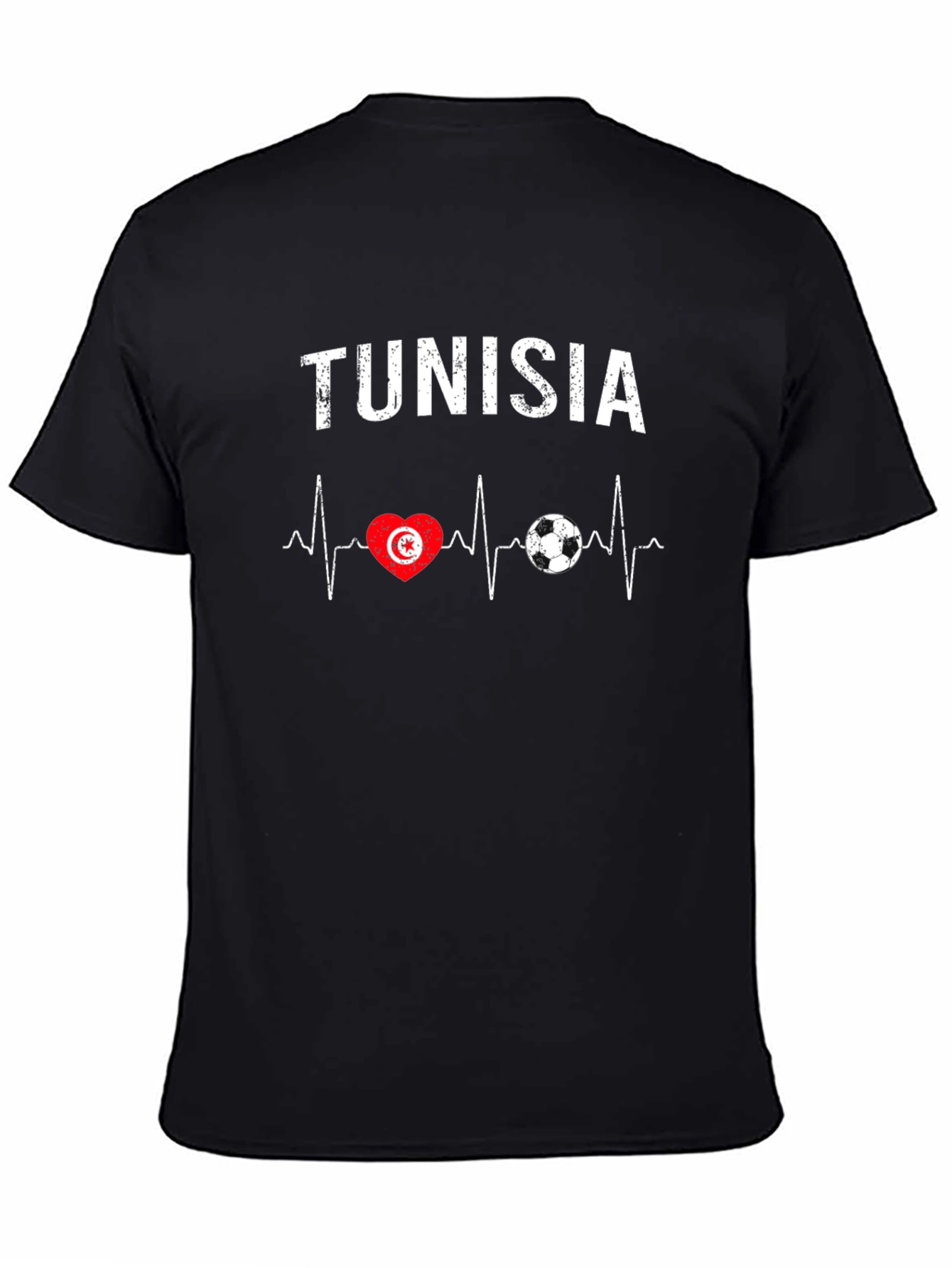 Black Tunisia Heartbeat Soccer T-Shirt view 4