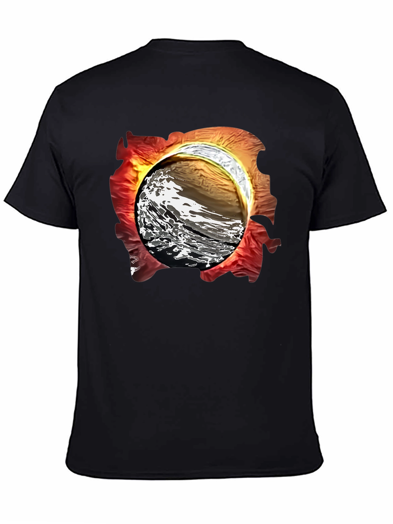 Black Abstract Wave Graphic T-Shirt view 4