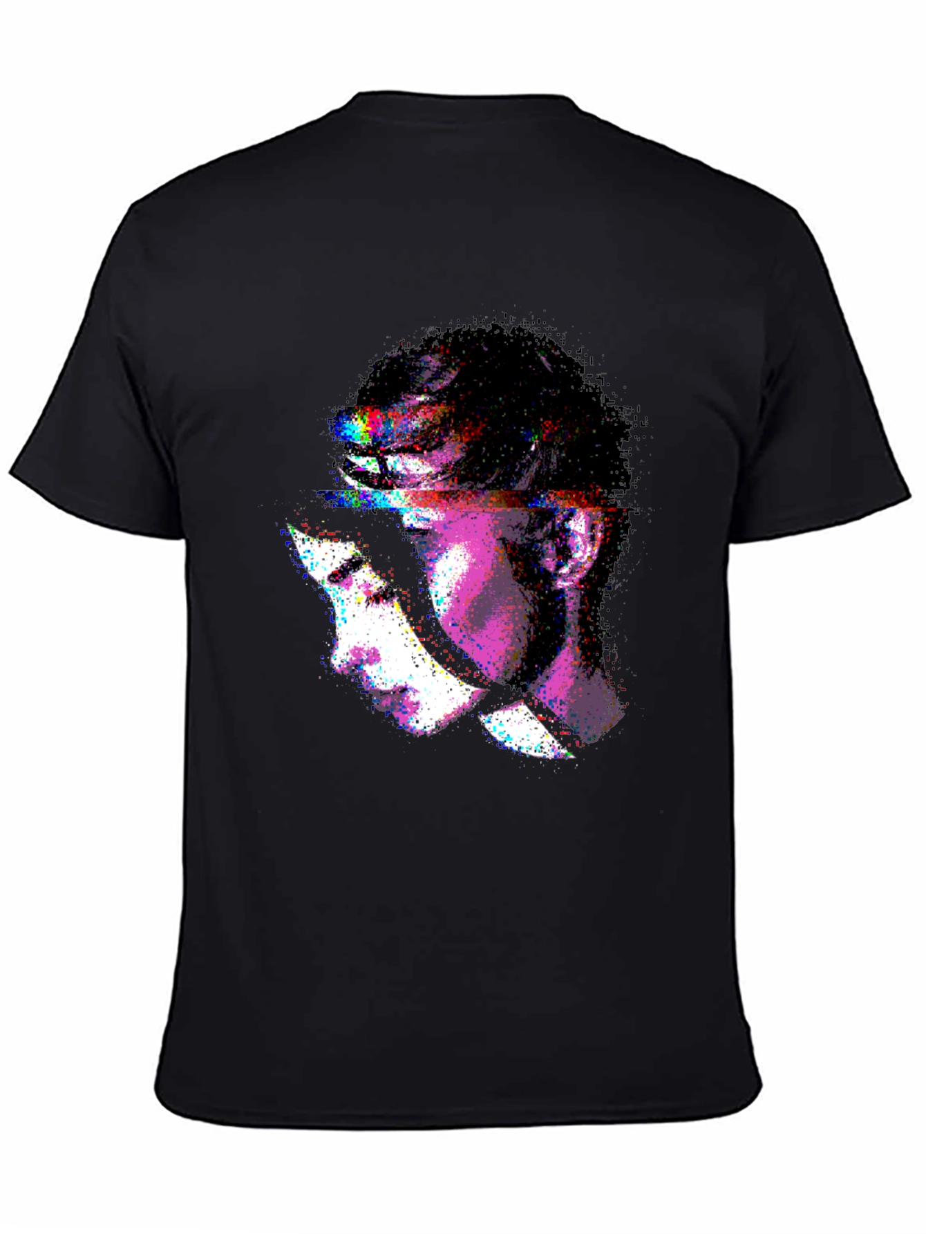 Black Abstract Face Graphic Black T-Shirt view 4