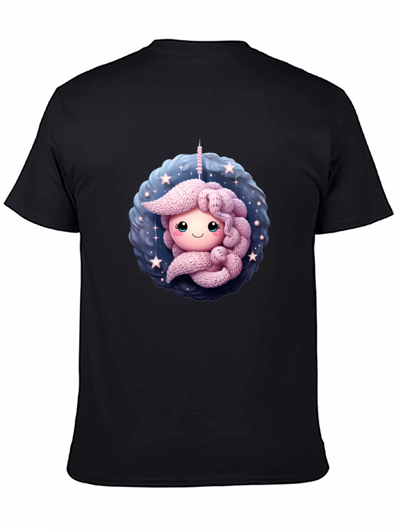 Black Cute Unicorn Black T-Shirt view 4