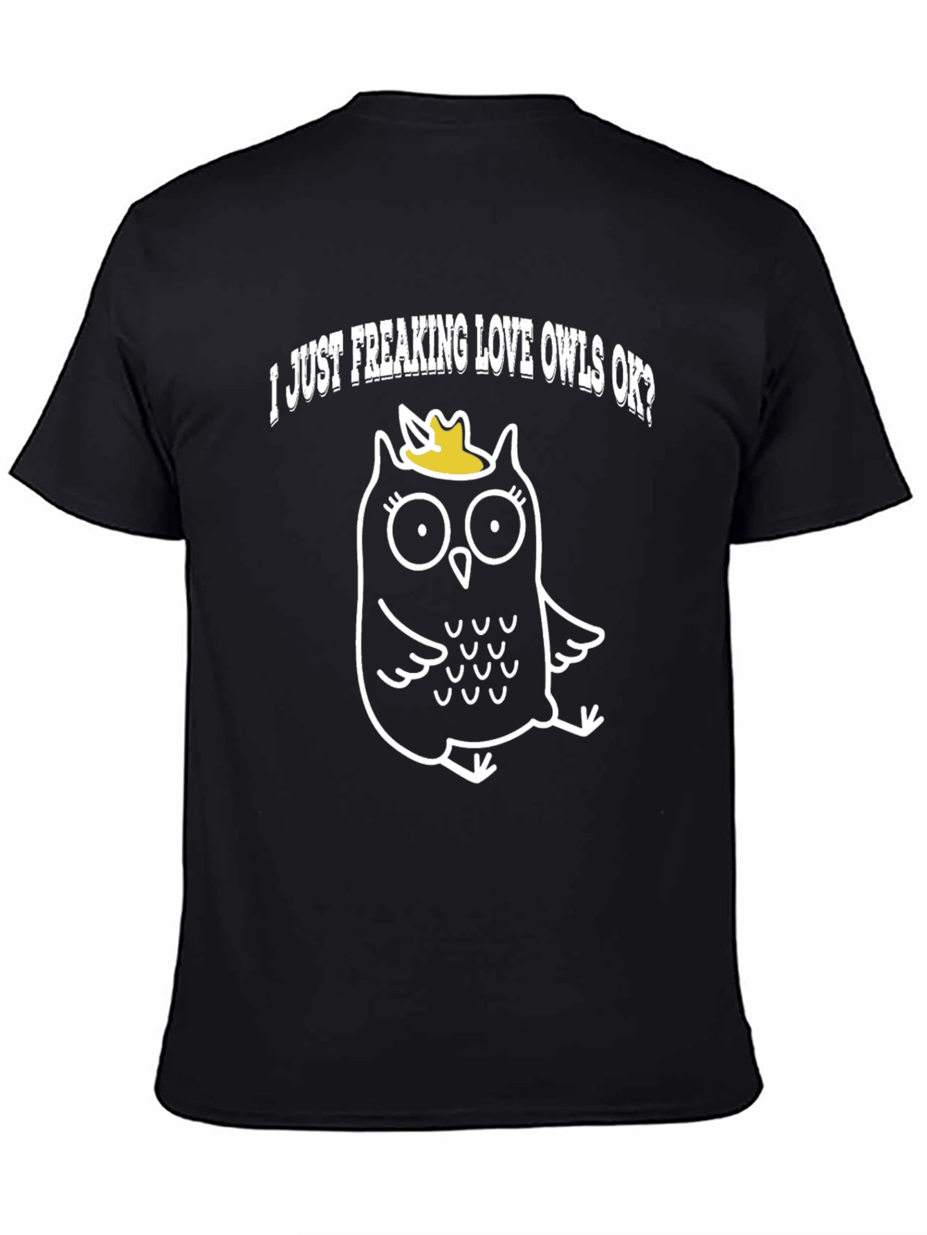 Black I Love Owls T-Shirt - Black Cotton Tee view 4
