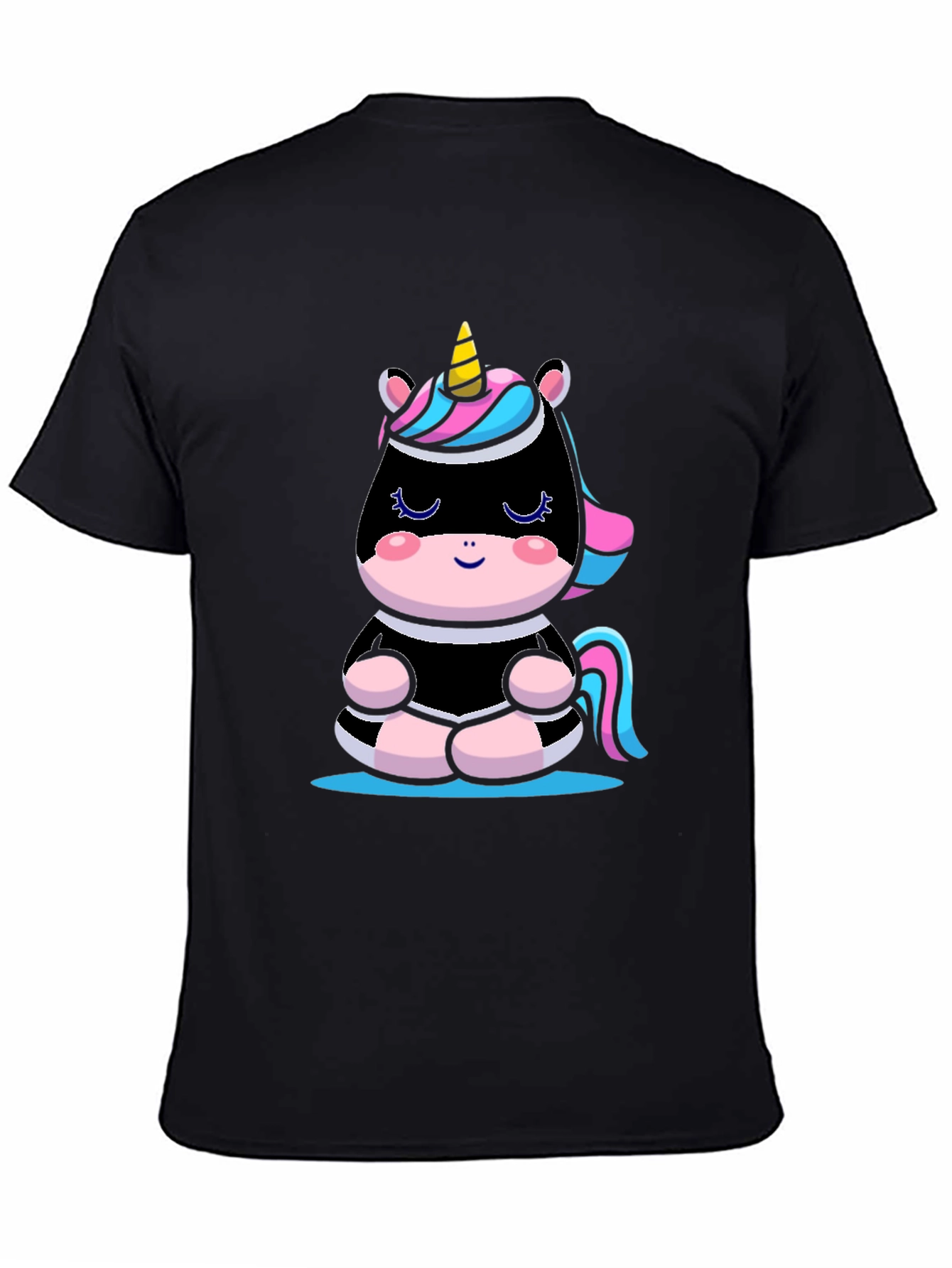 Black Meditating Unicorn T-Shirt - Black view 4