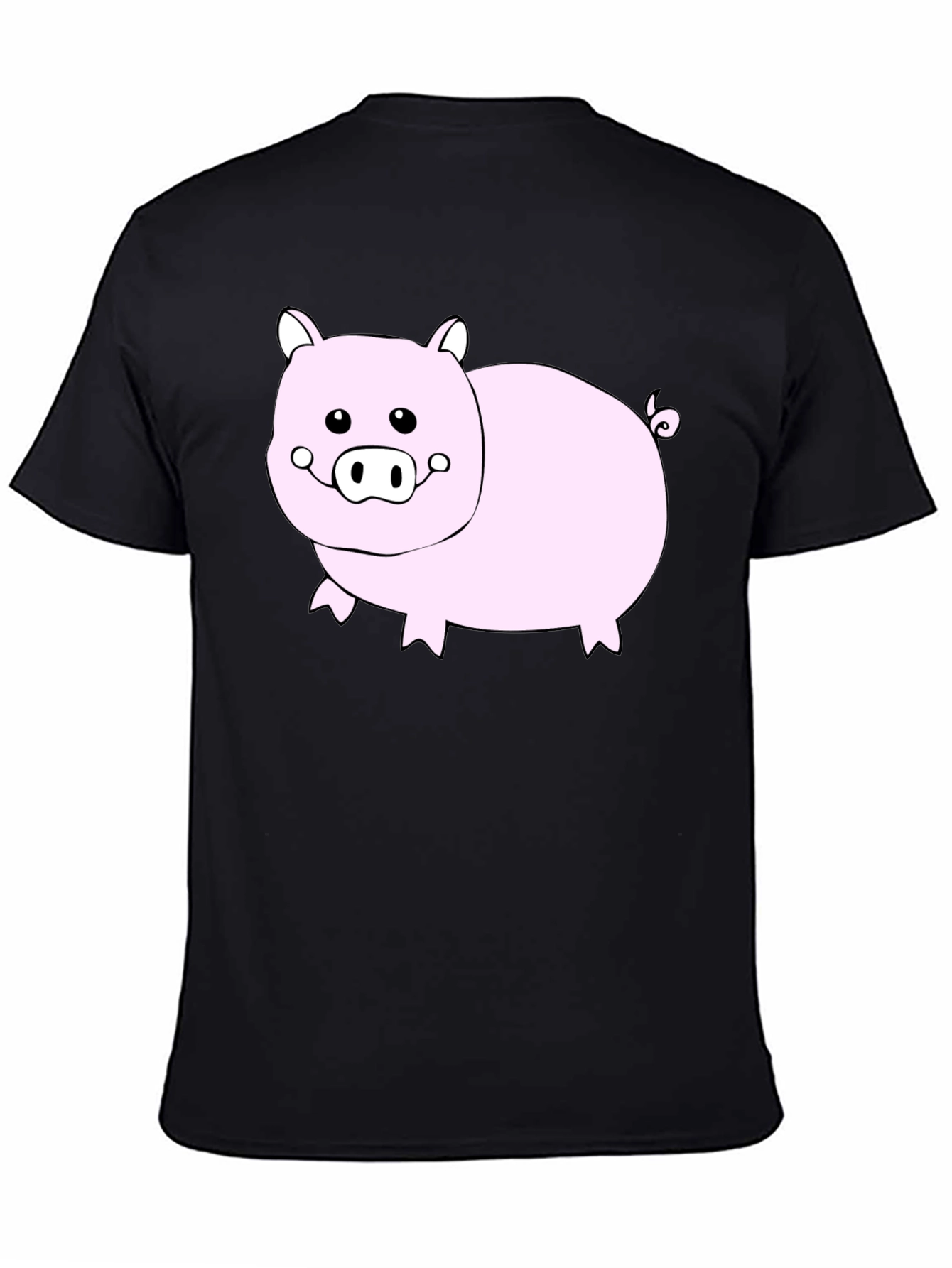 Black Cute Pig Graphic Black T-Shirt - Unisex view 4
