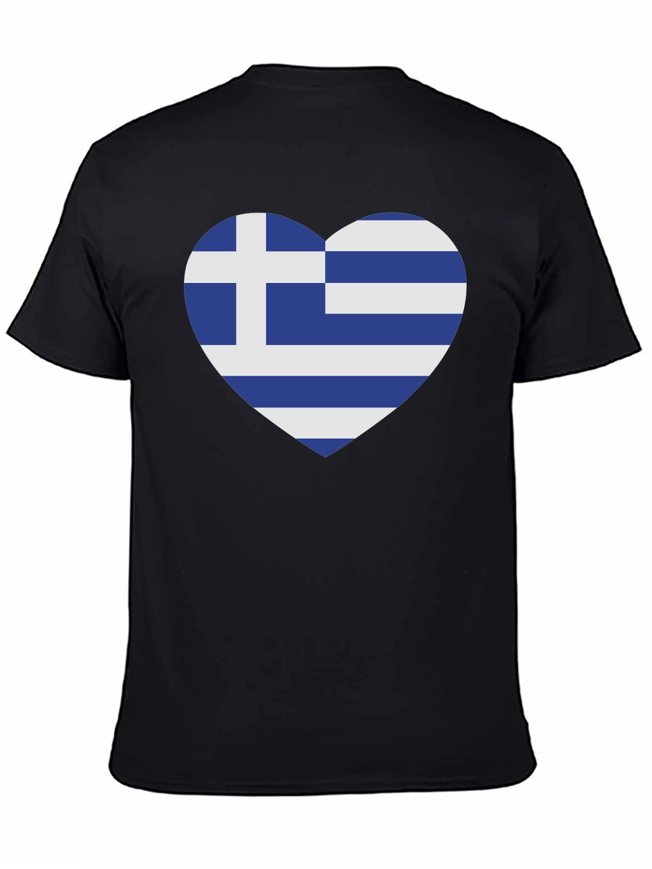 Black Greek Flag Heart T-Shirt - Show Your Love for Greece view 4
