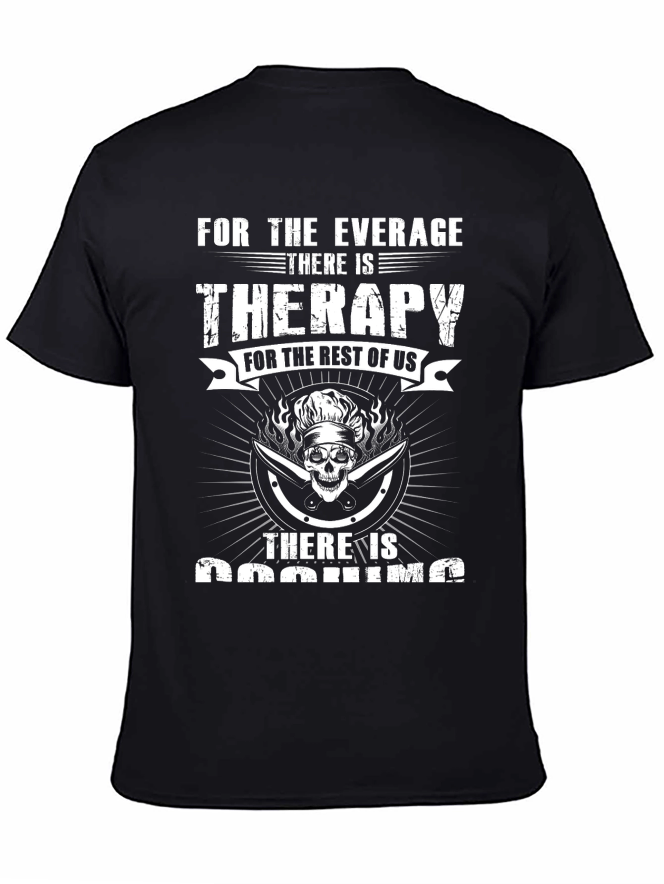 Black Funny Cooking Therapy T-Shirt view 4