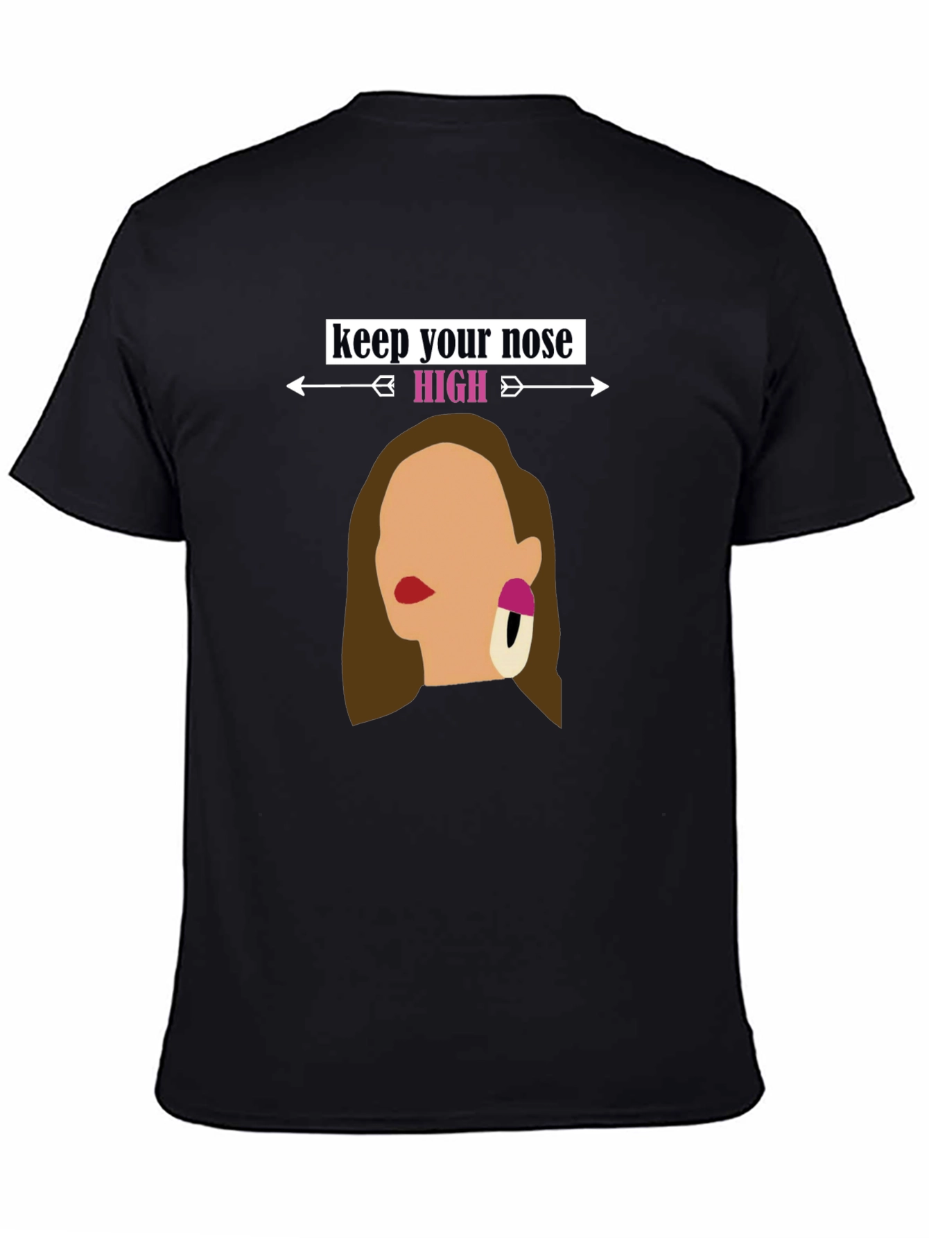 Black Keep Your Nose High Graphic Tee - Stylish Statement Shirt view 4