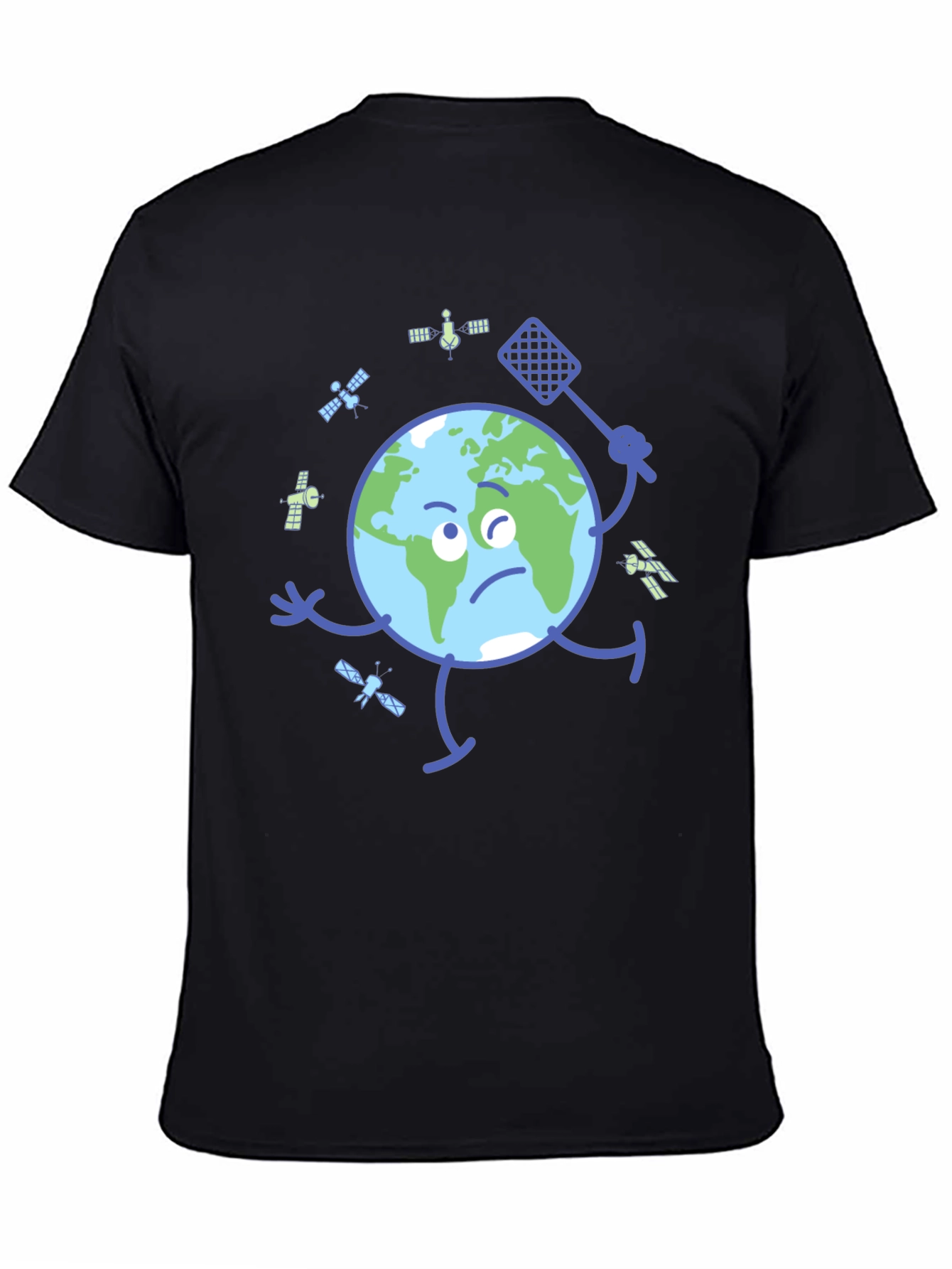 Black Earth vs Space Junk Graphic Tee - Black T-Shirt view 4