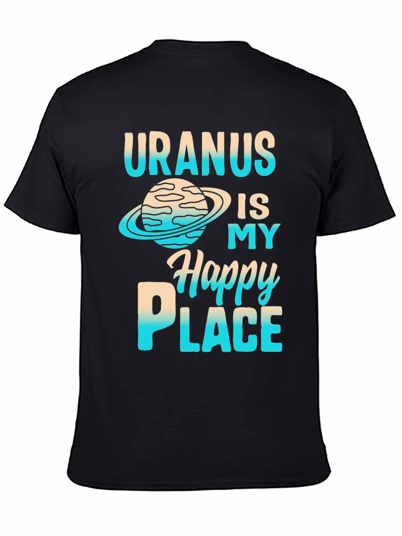 Black Uranus Happy Place Graphic T-Shirt view 4