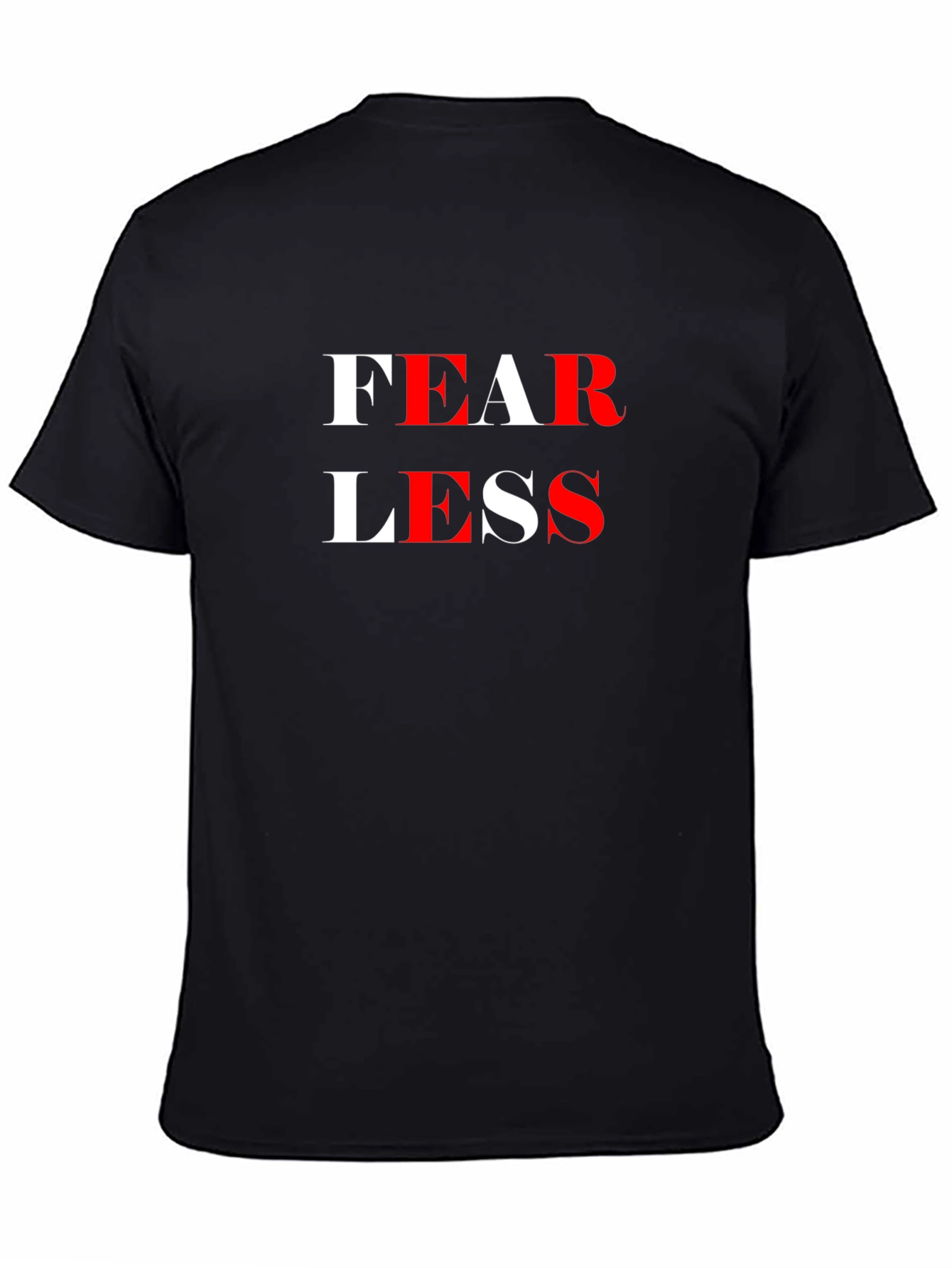 Black Fearless Graphic Print Crew Neck T-Shirt view 4
