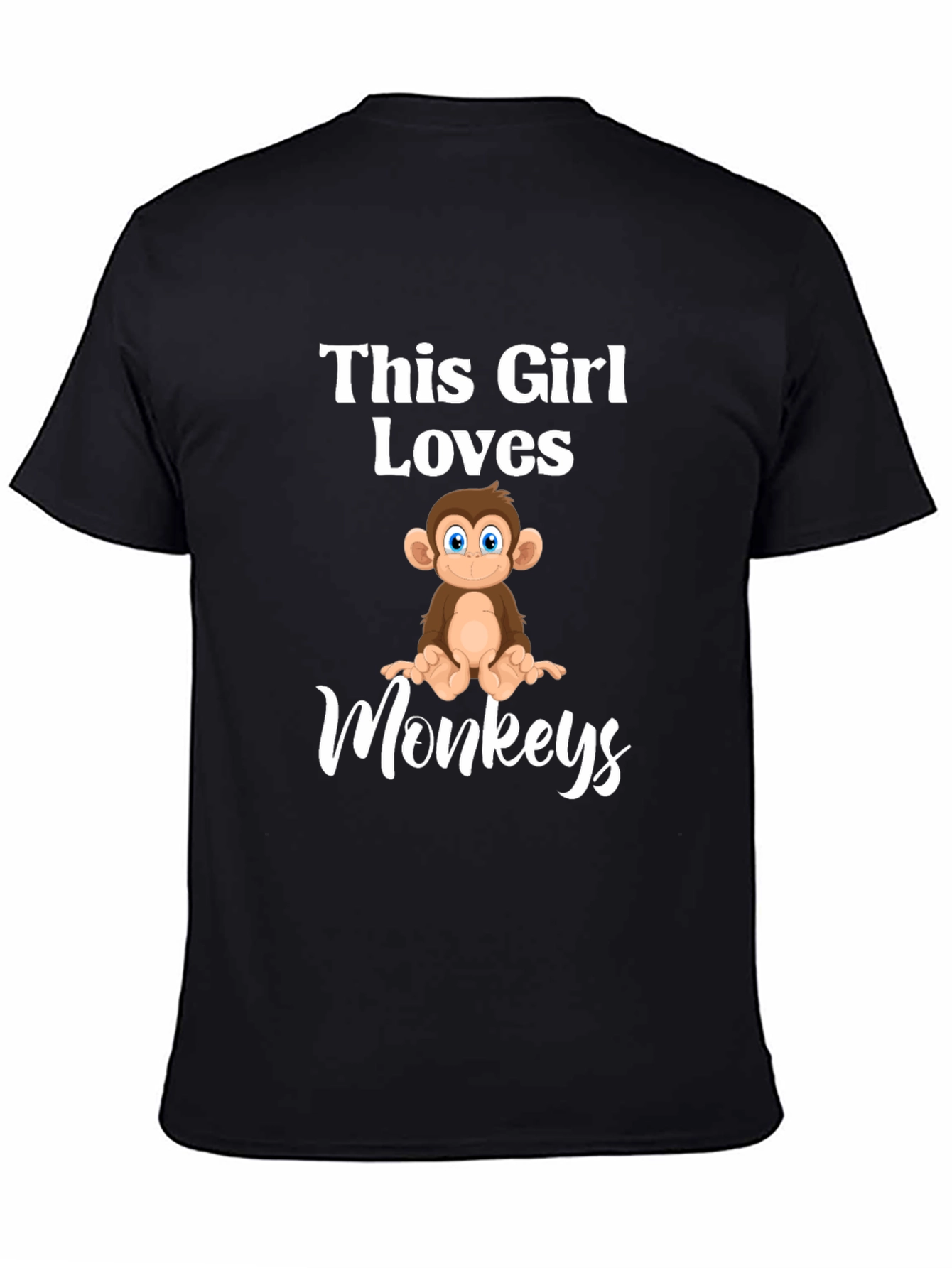 Black This Girl Loves Monkeys T-Shirt Funny Monkey Lover Tee view 4