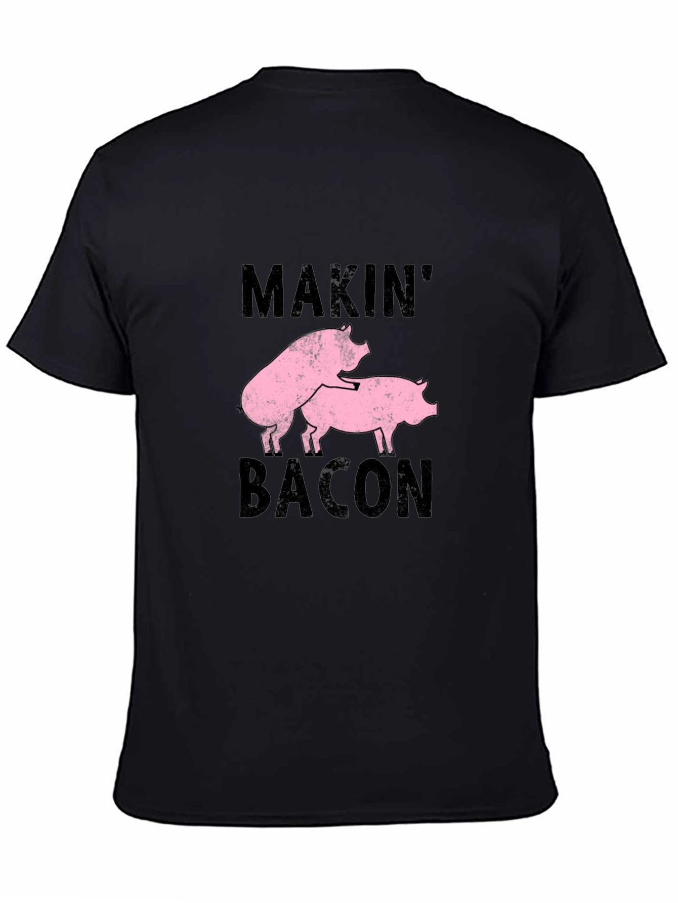 Black Makin' Bacon Graphic Tee - Black Cotton Casual T-Shirt view 4