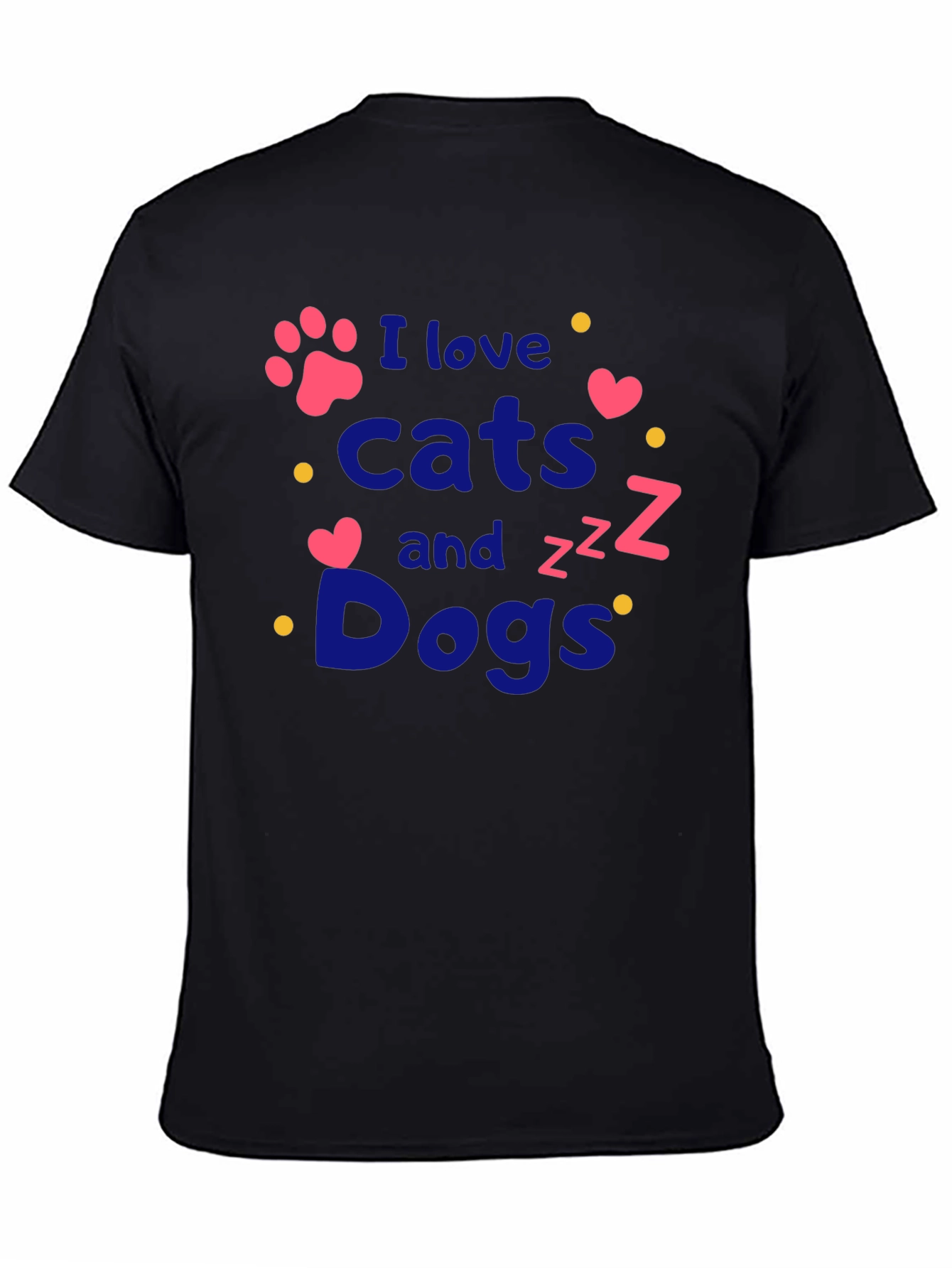 Black I Love Cats and Dogs T-Shirt - Pet Lover Tee view 4