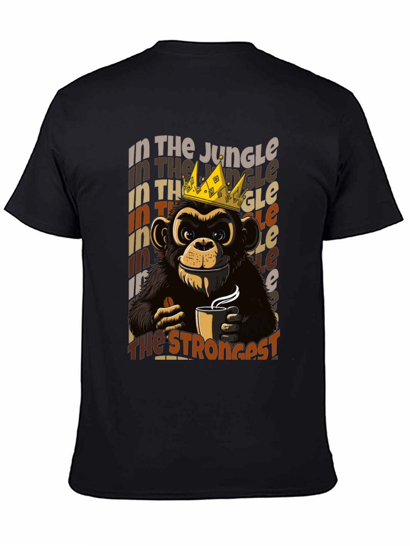 Black King Monkey Coffee T-Shirt - Jungle Strongest view 4
