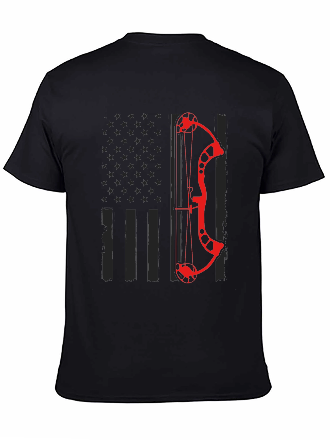Black Archery Bow American Flag Graphic T-Shirt view 4
