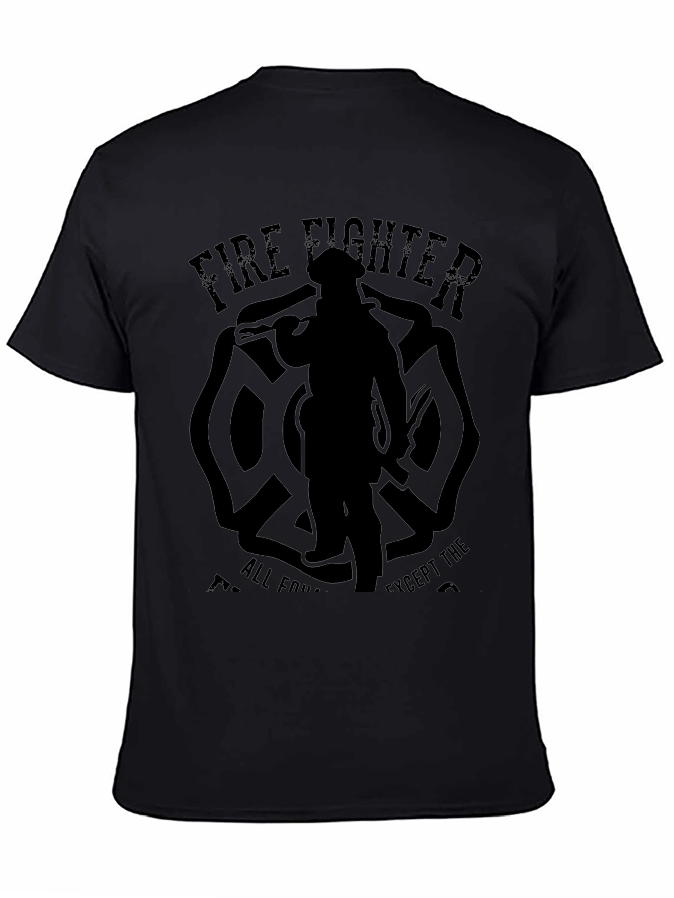 Black Firefighter Graphic Tee - Maltese Cross Design view 4